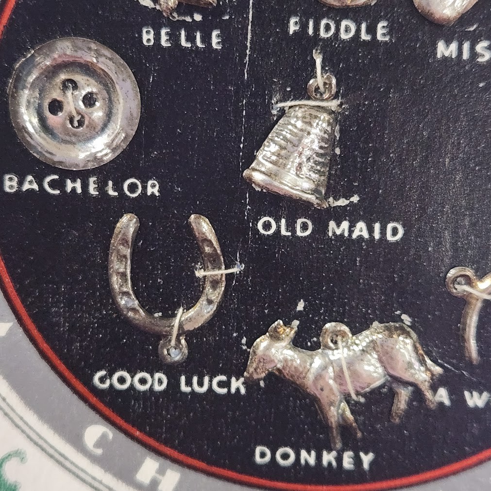 Vtg Sterling Silver Christmas Pudding Charms Set 9 England Bell Marriage Luck