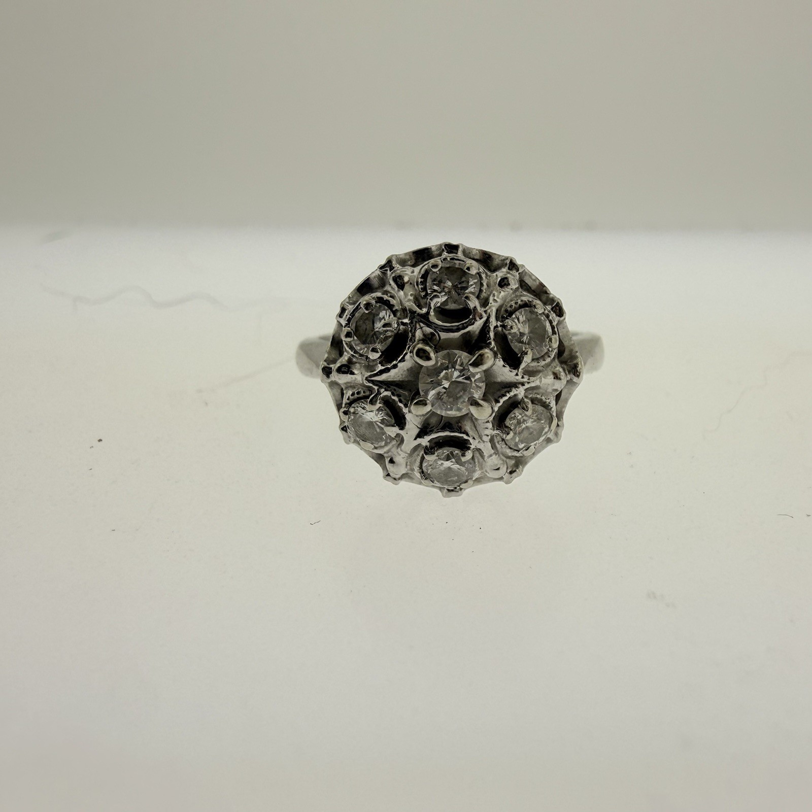 VINTAGE Estate 14k White Gold NATURAL Diamond 0.40CTTW Ring–Size 6