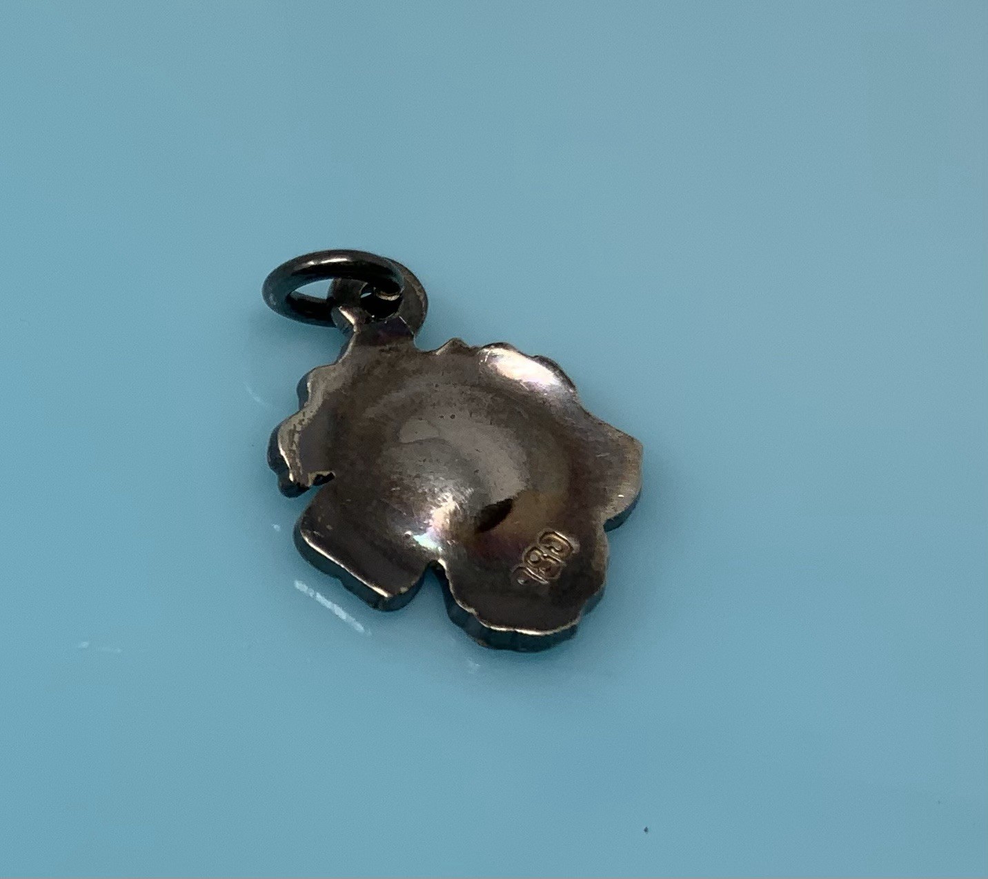 Vintage 980 Sterling Silver Enamel Purple White Hibiscus Mexico Flower Charm 2.2