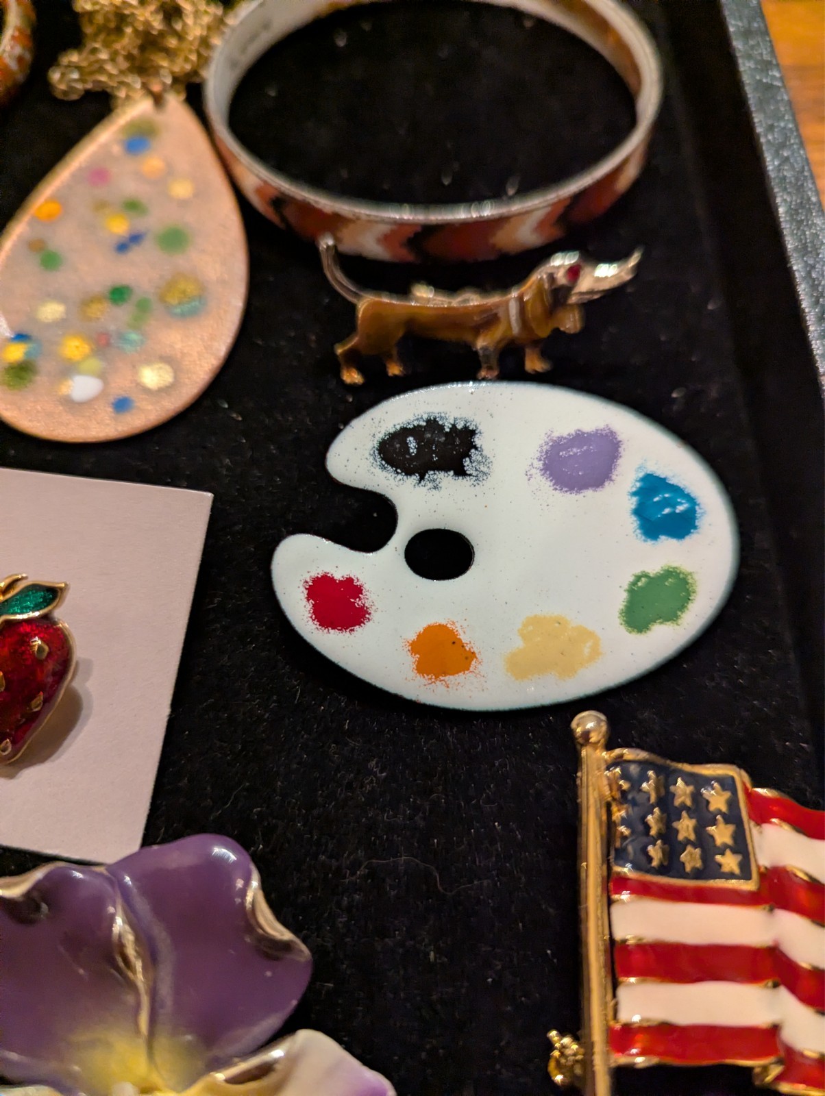 Vtg Enamel & Cloisonne Jewelry Lot 16 pieces Pansies!