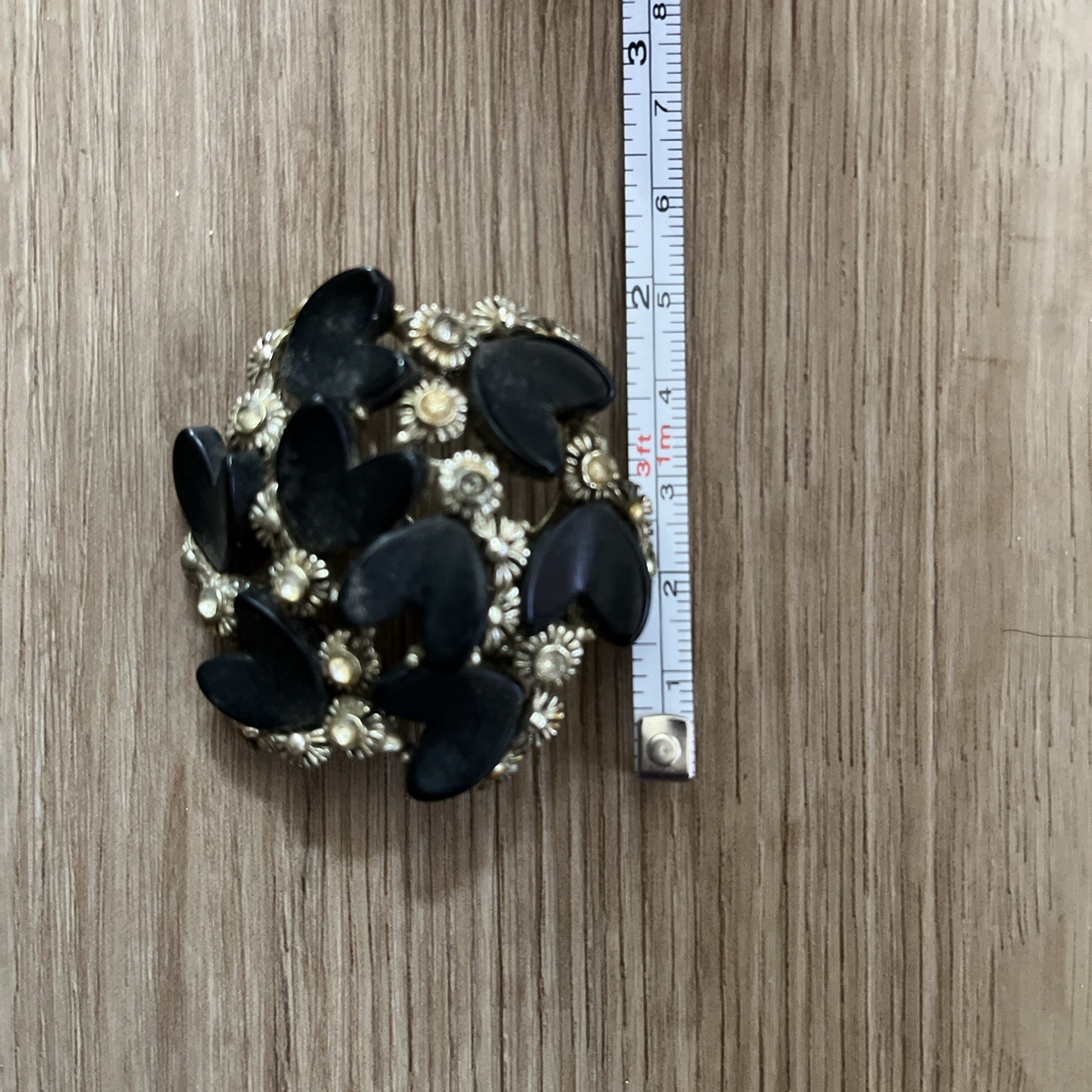 BSK Vintage Pin Brooch 2” Hearts & Flowers