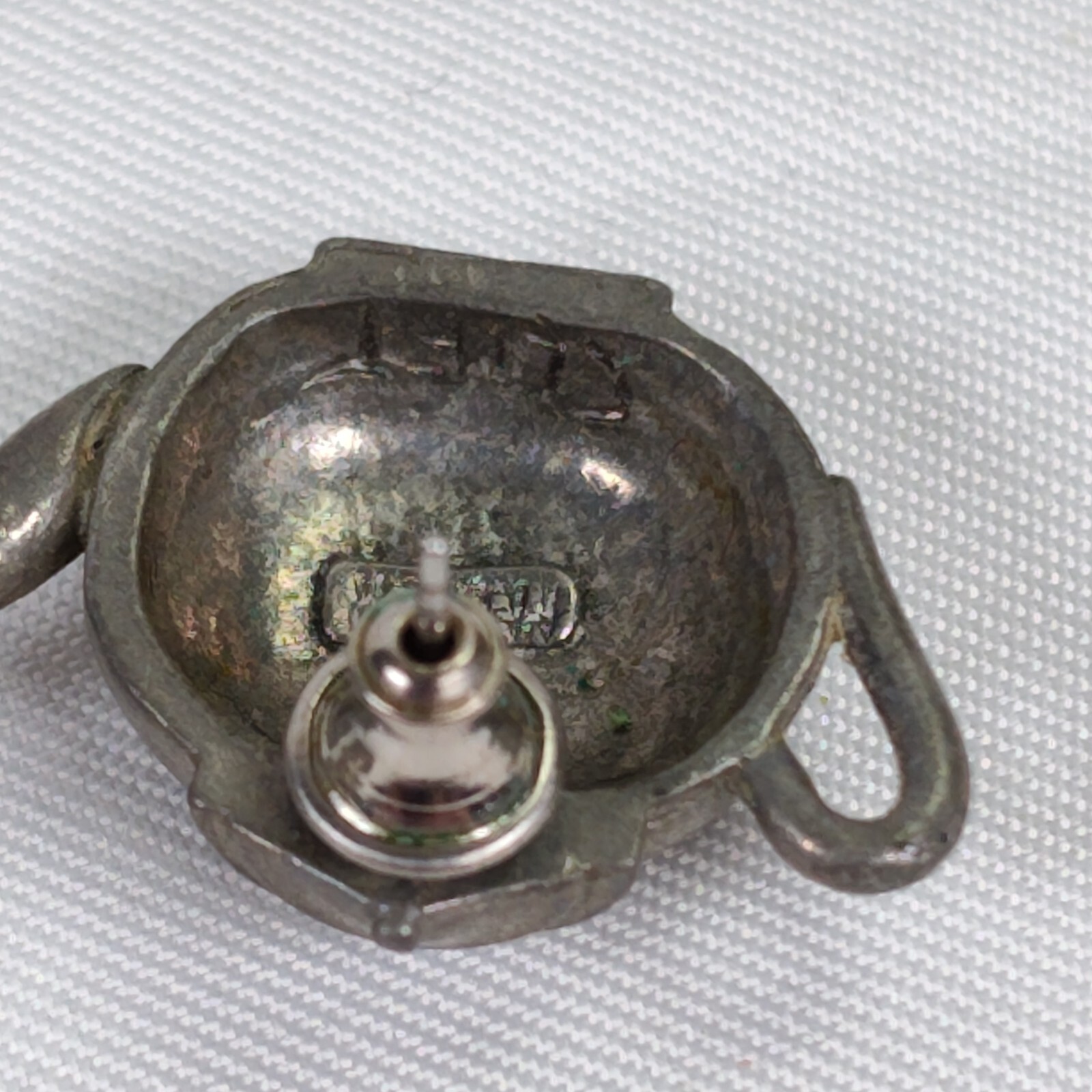 Jim Clift Pewter Tea Pot Charm Bracelet and Earrings Set Toggle Clasp