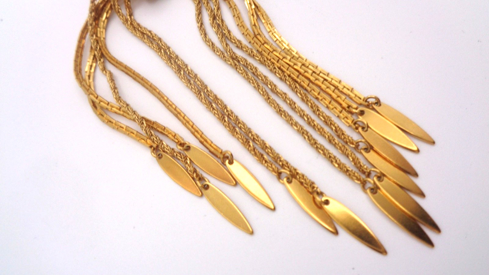 Vintage Monet Multi Strand Gold Tone with Chain Dangle Statement Choker Necklace