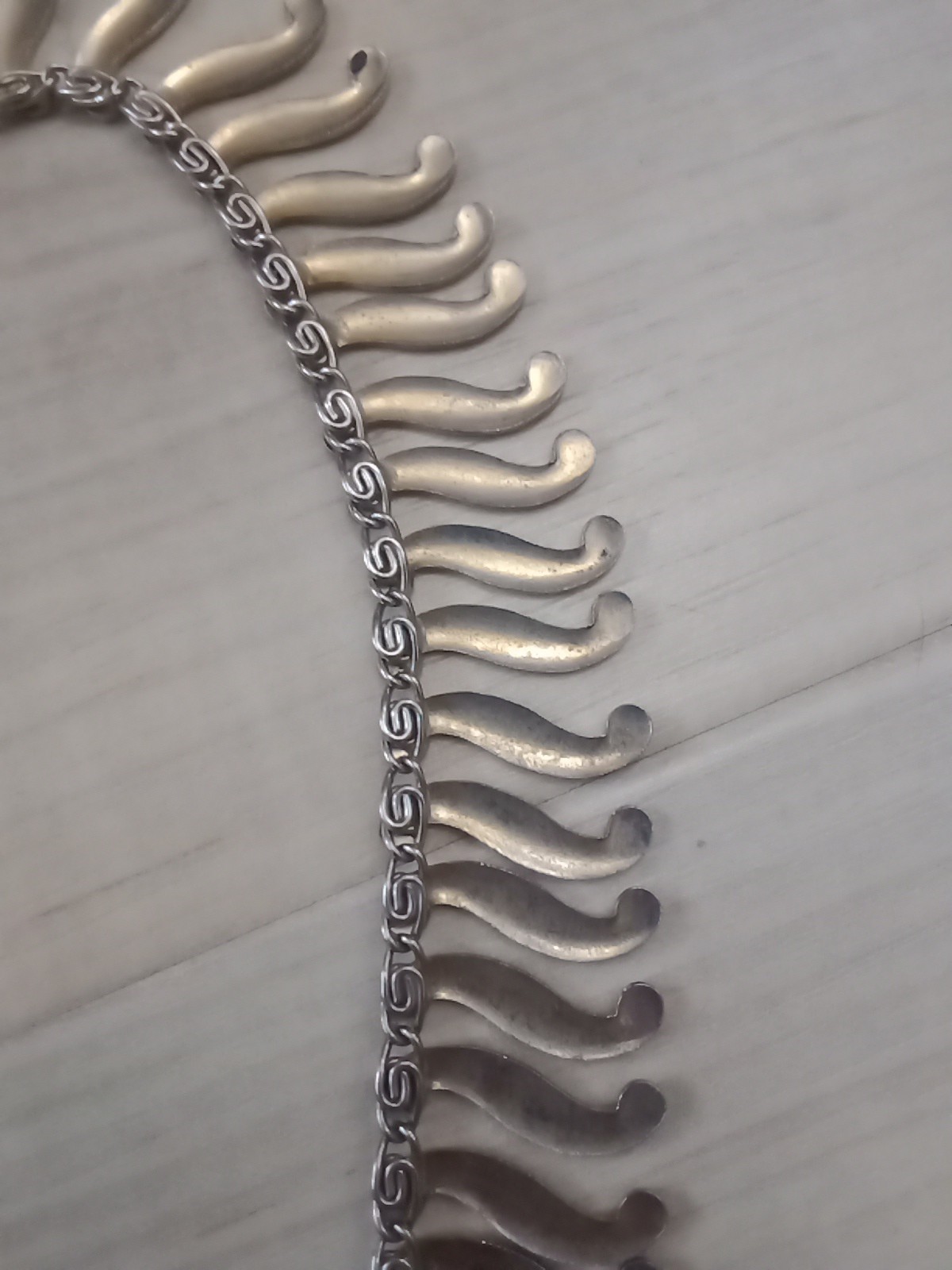 Vintage Short LengthNecklace Silver And Gold Tone Shepard Hook Clasp