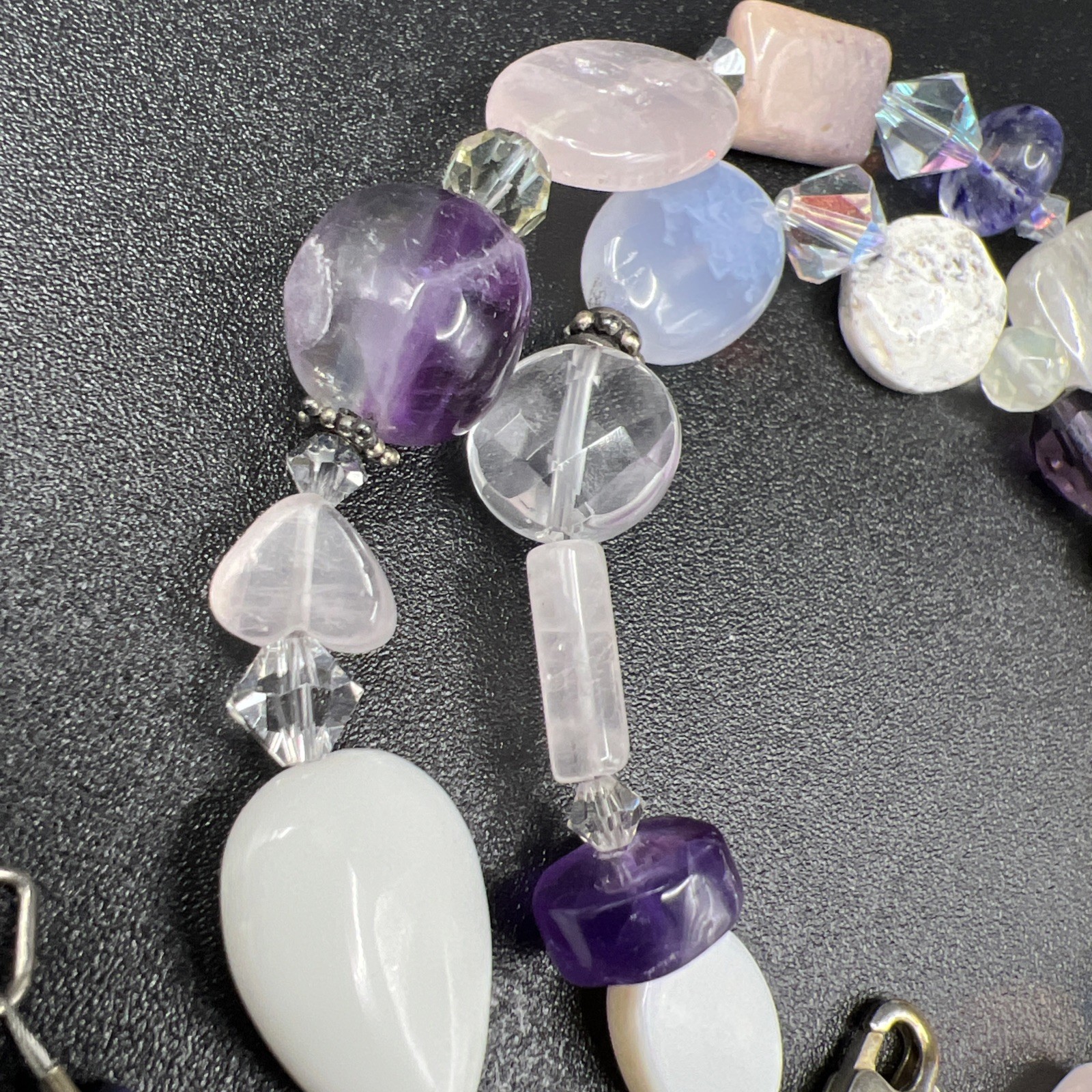 Chunky Southwestern Gemstone Crystal Necklace ~ 925 Sterling Silver ~ 20” ~ 44g
