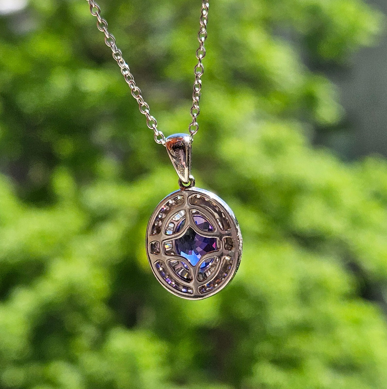 Rhapsody AAAA OVAL Tanzanite E-F VS Baguettes Diamonds 3.45ctw Platinum Pendant