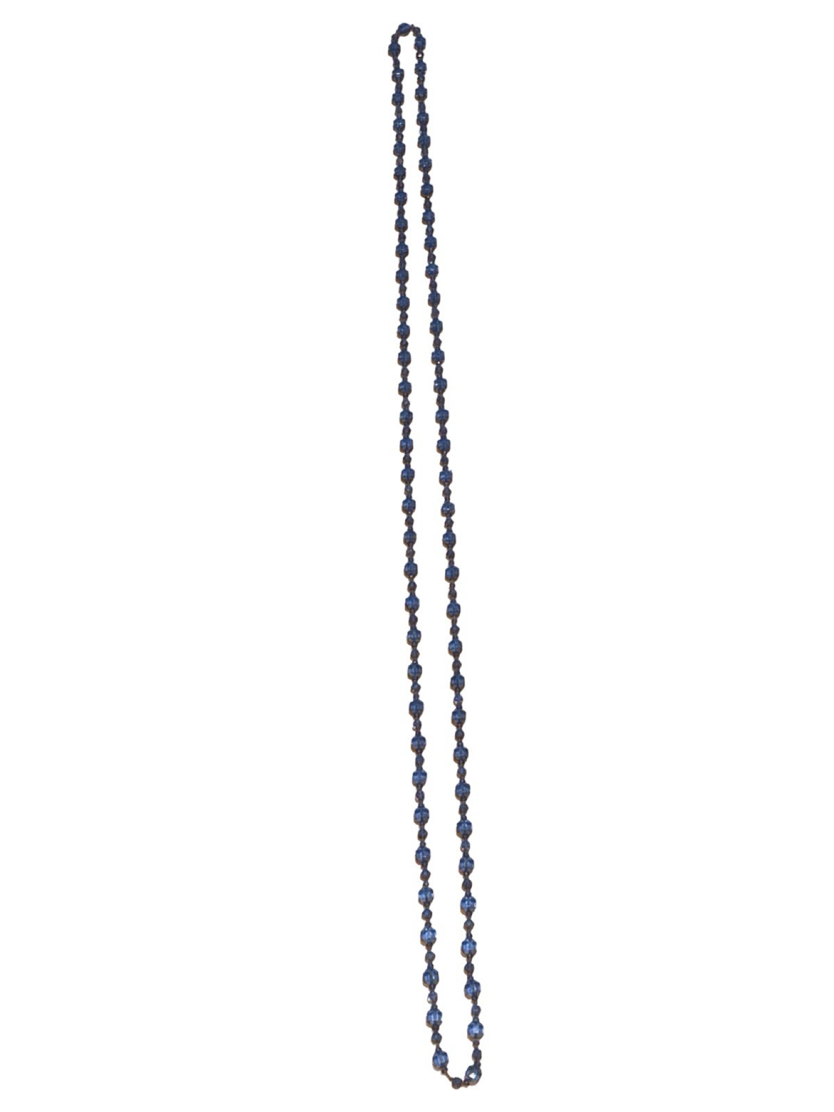 Antique 1920s Flapper Czech Glass Long Necklace Ceylon Sapphire Blue Beads 64”