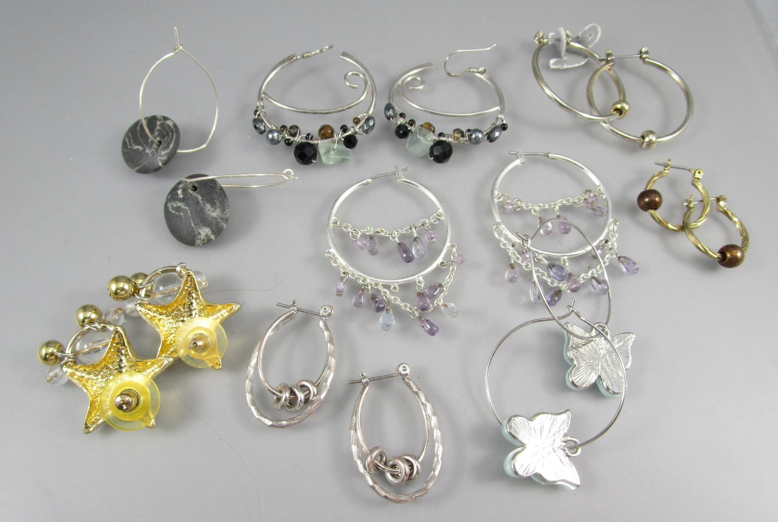 Vtg Mod Retro Gold Tone Multi Styles LOT 8 Post Pierced Earrings 177e