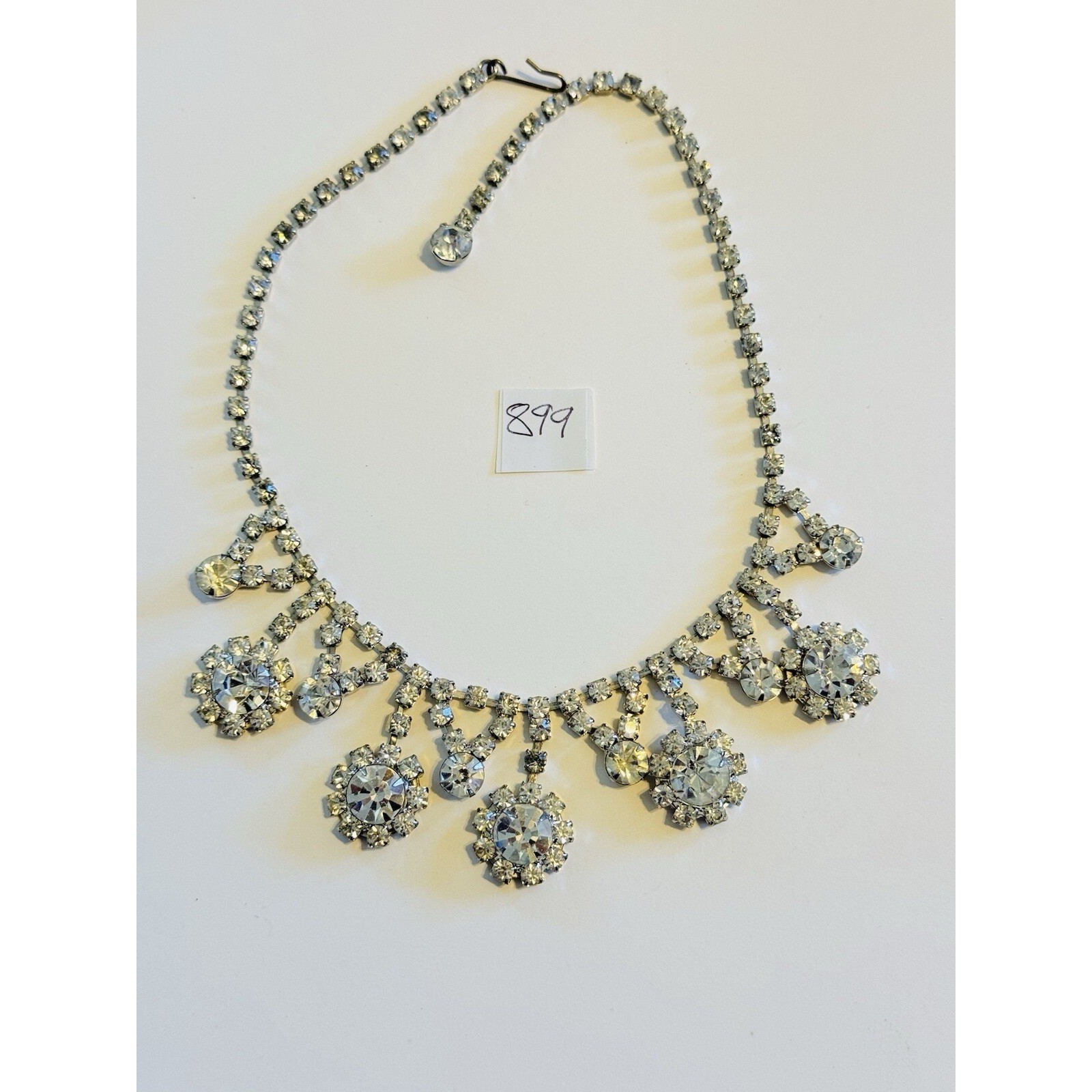 VTG Austrian Crystal Rhinestone Necklace Collar Statement Sparkly Jeweled 16″