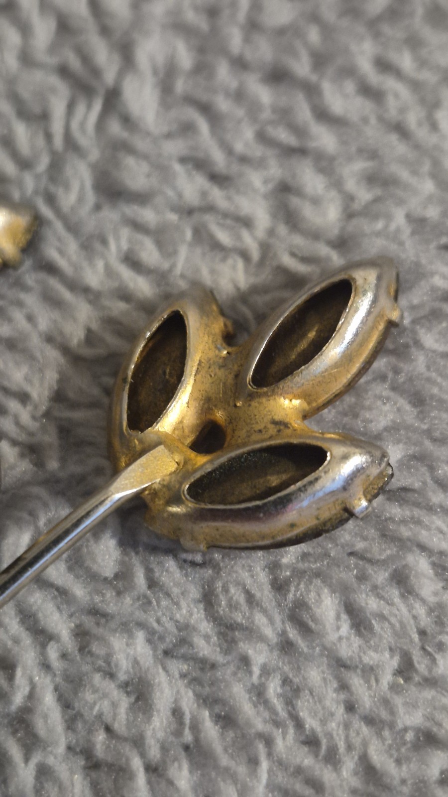 Vintage Mid-Century Amber Rhinestone stones are prong-set rolling safety Clasp