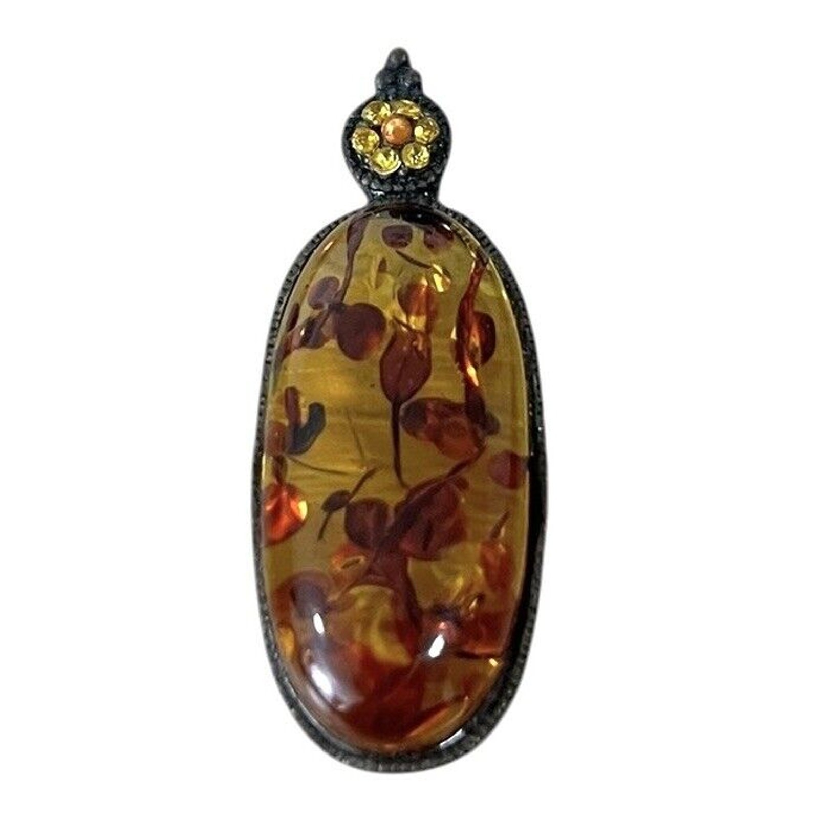 Vtg Amber Pendant Oval Orange Honey Baltic Gold Nineties Grunge Whimsygoth