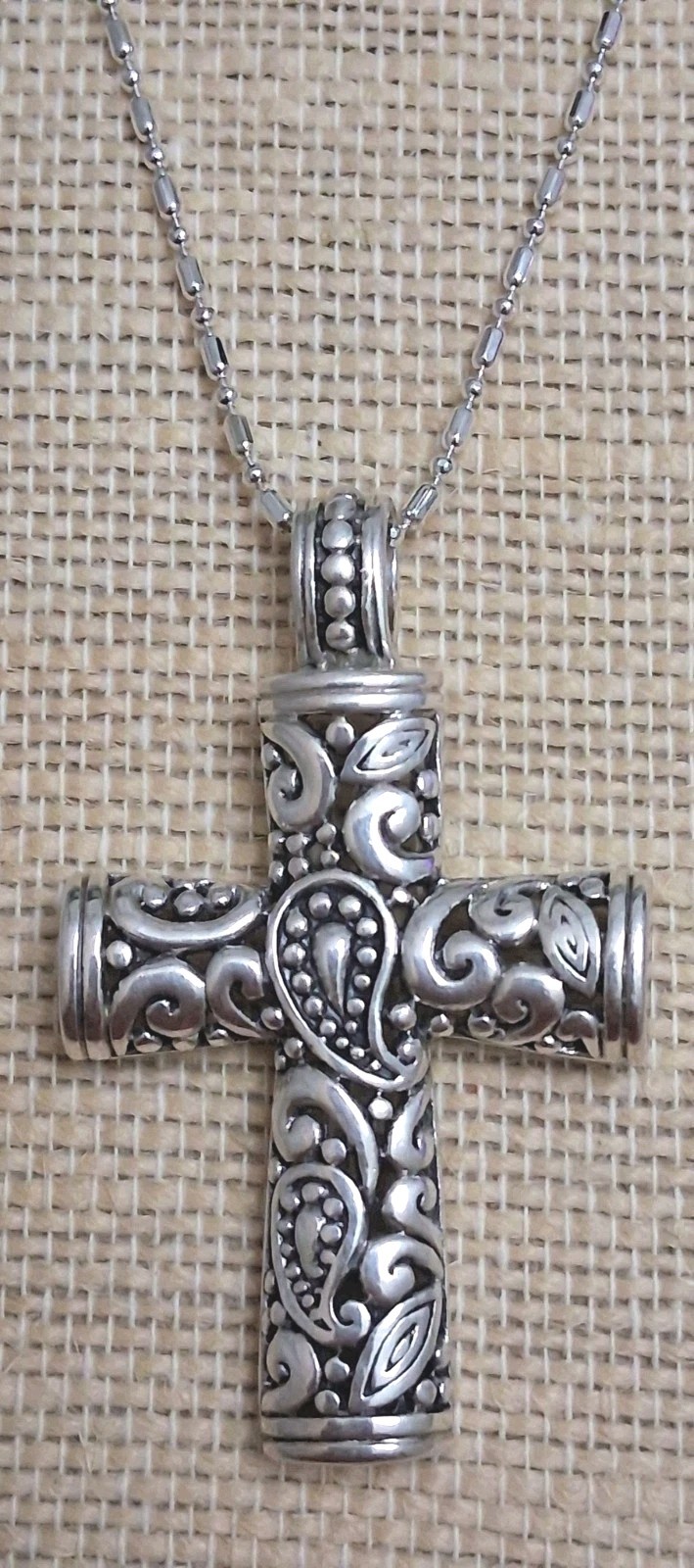 Vintage Kit Heath Sterling Silver Cross Pendant Modern Bohemian Paisley 925 KTH