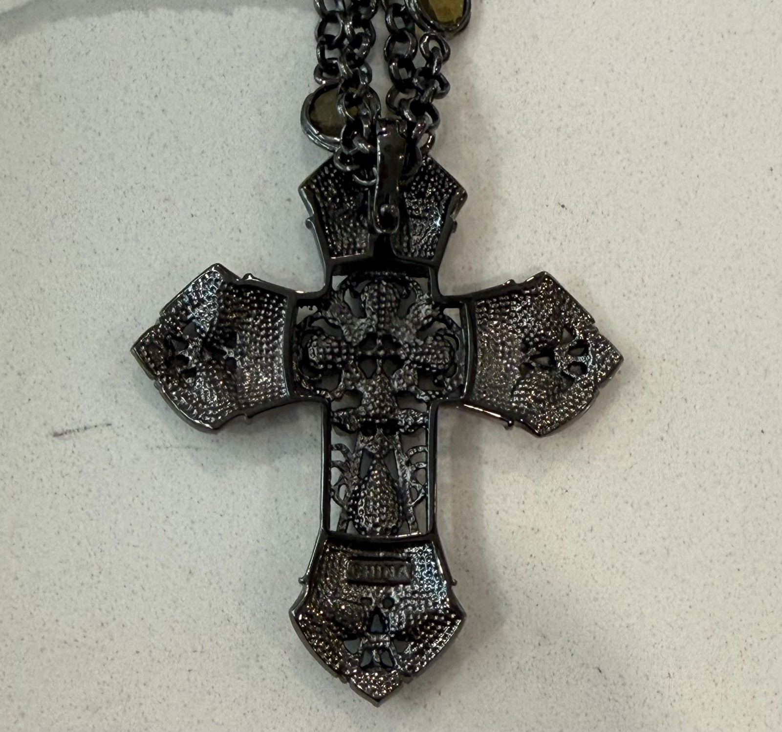Vintage Real Collectibles by Adrienne gunmetal-tone jeweled cross pendant