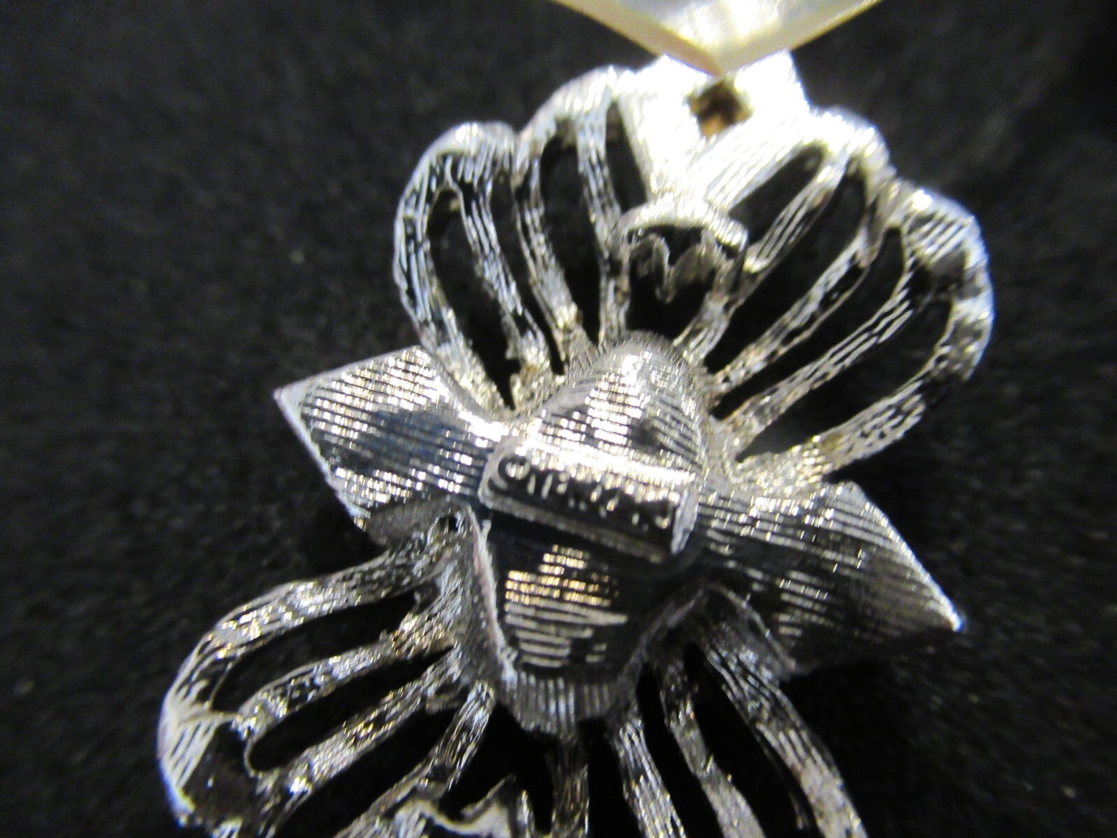 Vendome Silver Tone Rhinestone Earrings Signed Heavy Adjustable Clip on NOS
