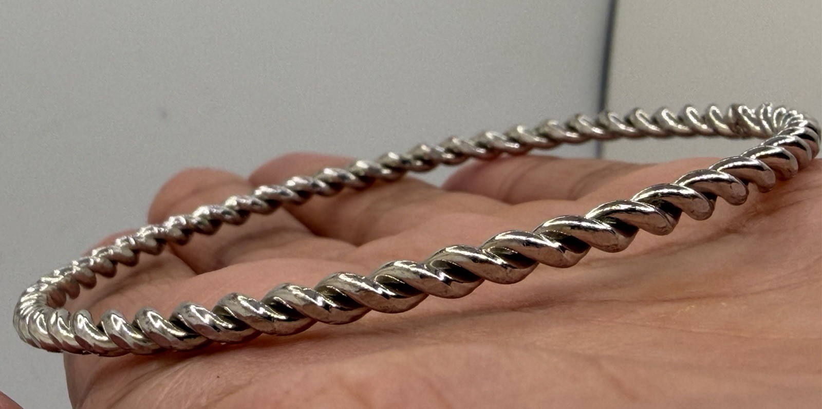 Vintage Sterling Silver Twist Bangle Bracelet Estate Jewelry