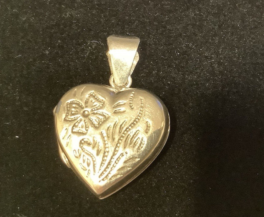 925 Sterling Silver LOCKET w/ Bail Vintage Engraved made ITALY