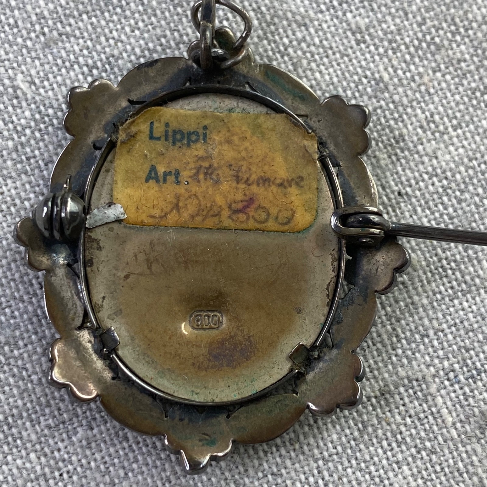 Vintage Lippi Art 800 Silver & Marcasite Brooch and/or Pendant Portrait Signed
