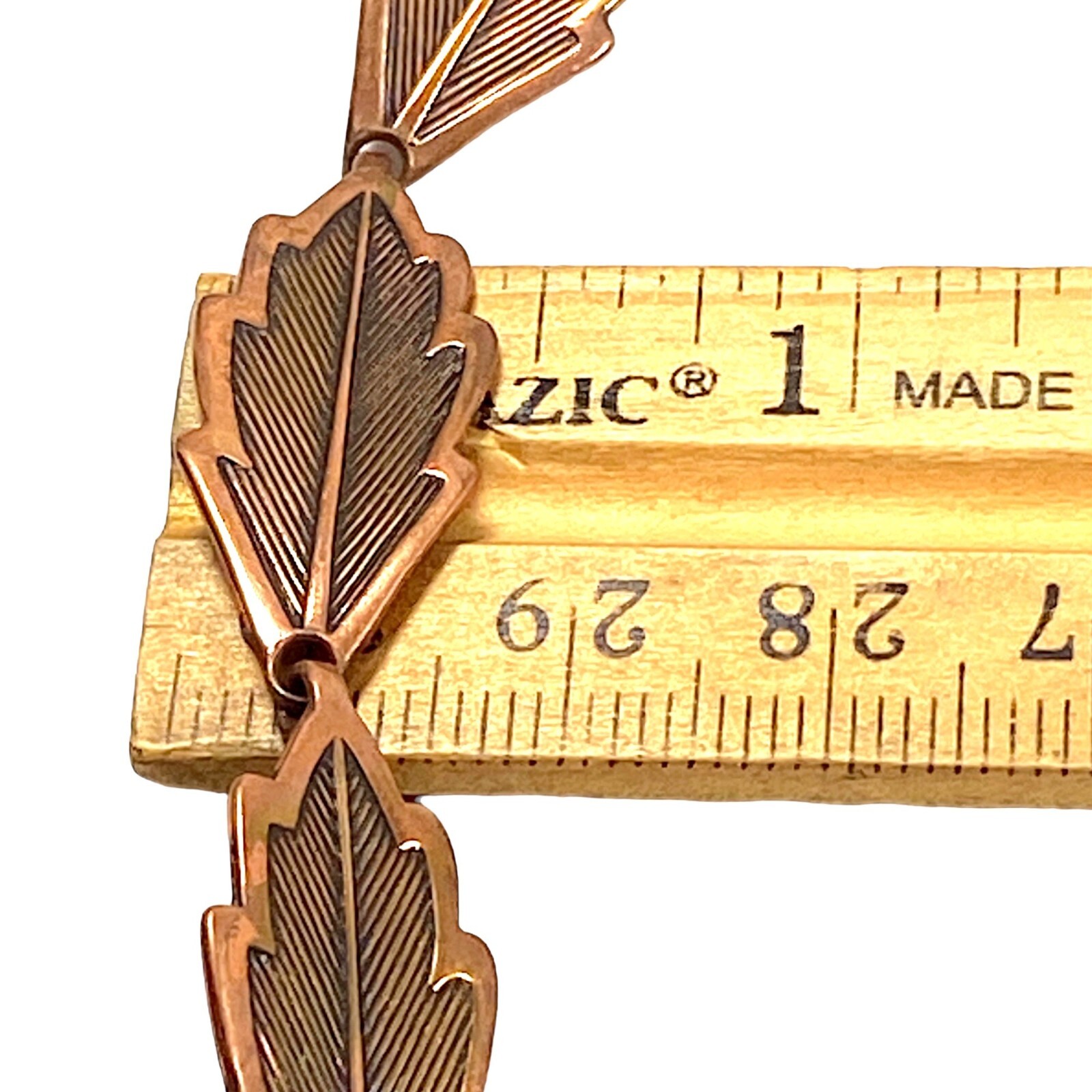 Vintage Copper Bracelet 8” Western Oak Leaf Link Bohemian Indie Cowgirl Gift