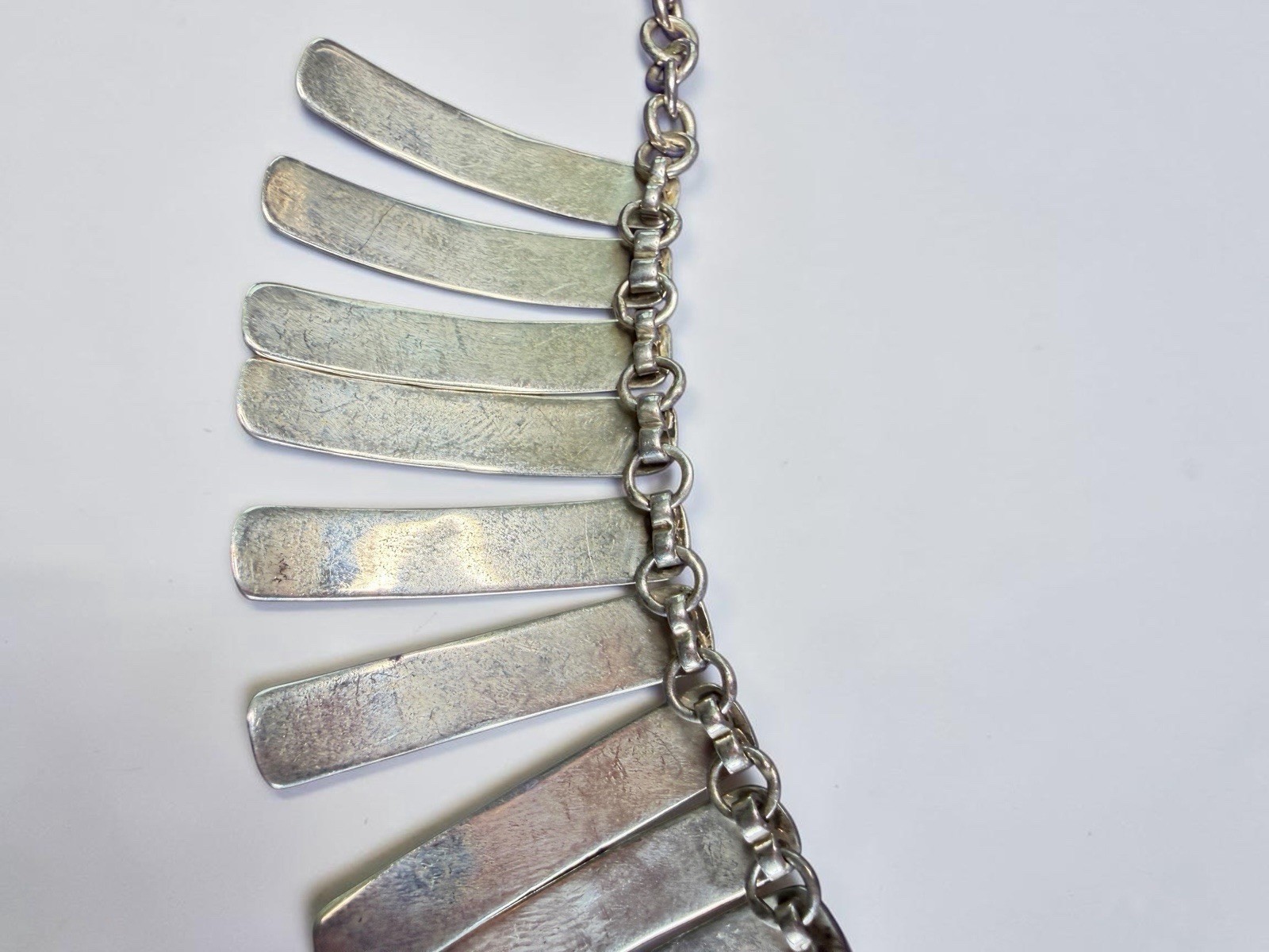 Dominique Dinouart DDD Mexico 925 Silver Textured Fringe Cleopatra Necklace 70g