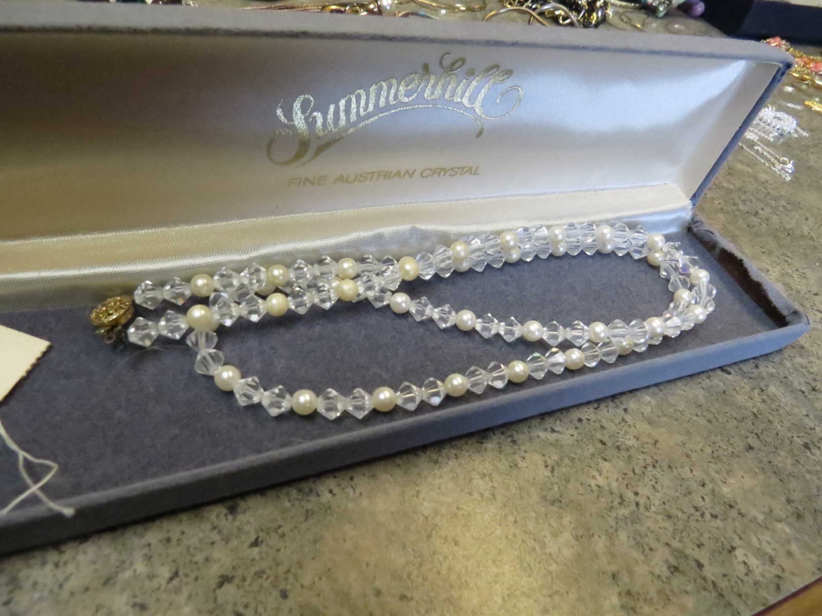 Vintage Austrian Crystal Necklace Clear 24″ Long USA