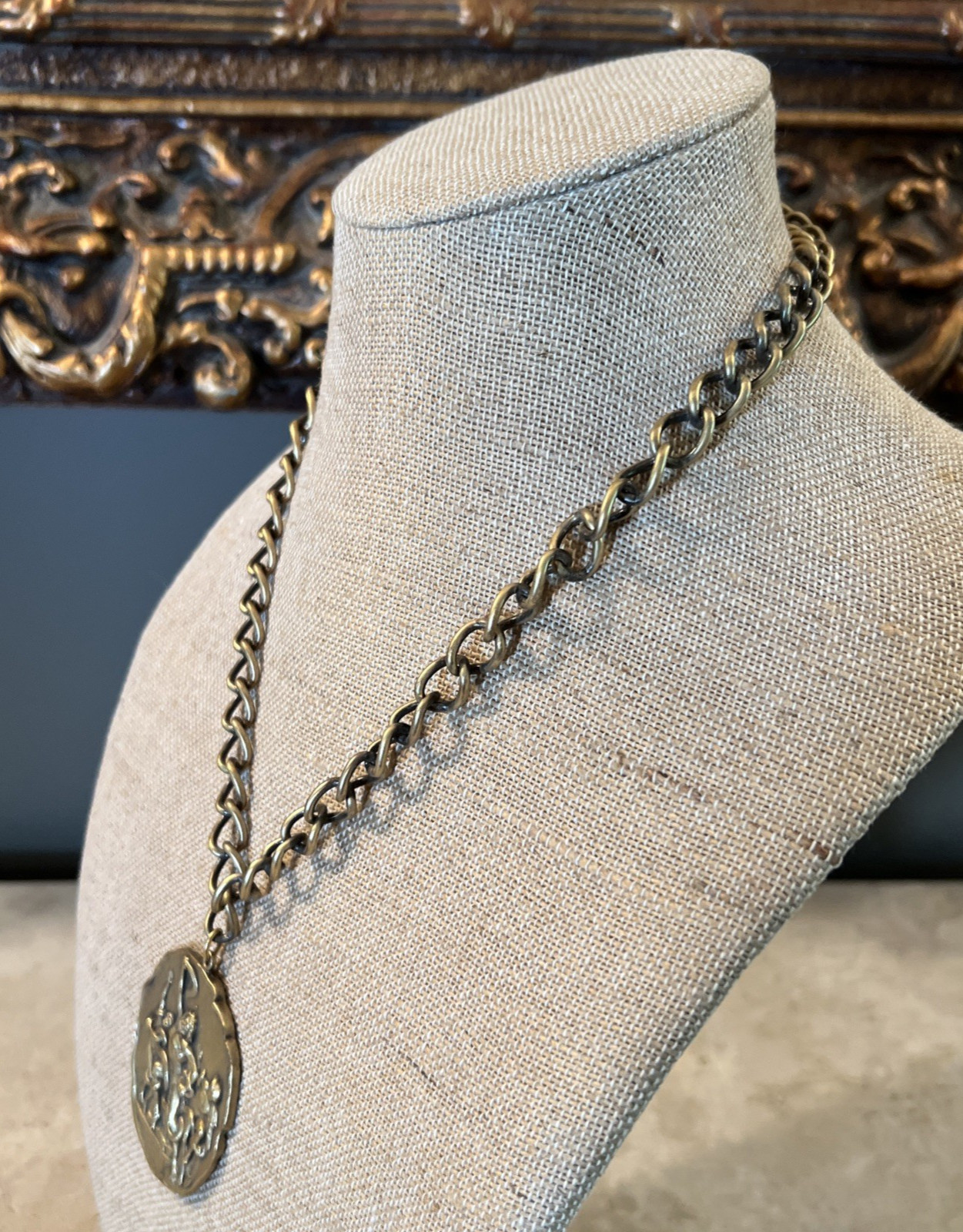 VTG 1960’s SIGNED JOSEFF of HOLLYWOOD MEDALLION NECKLACE / LAOCOON SERPENT