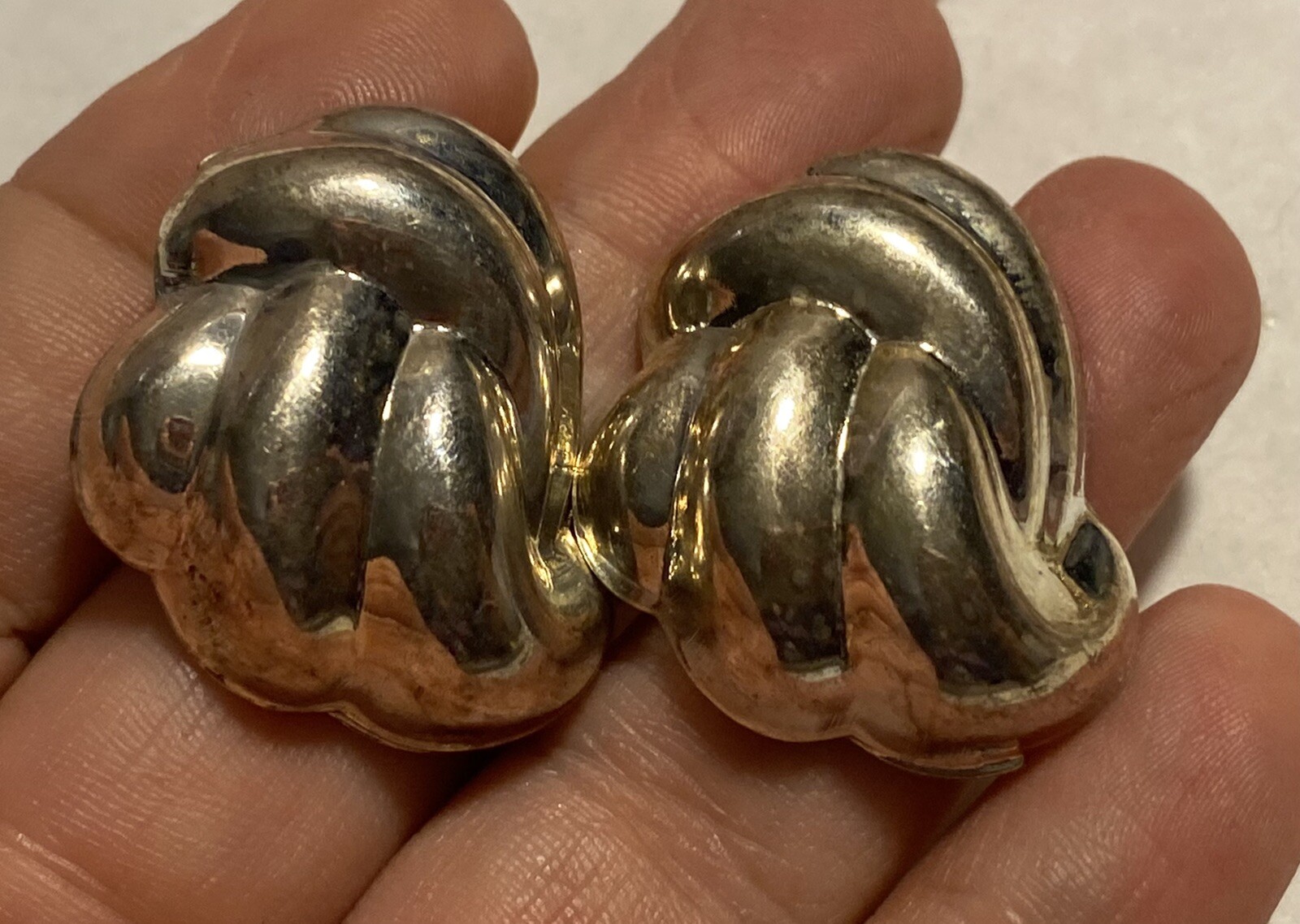Vintage statement earrings silver tone knot pierced very light