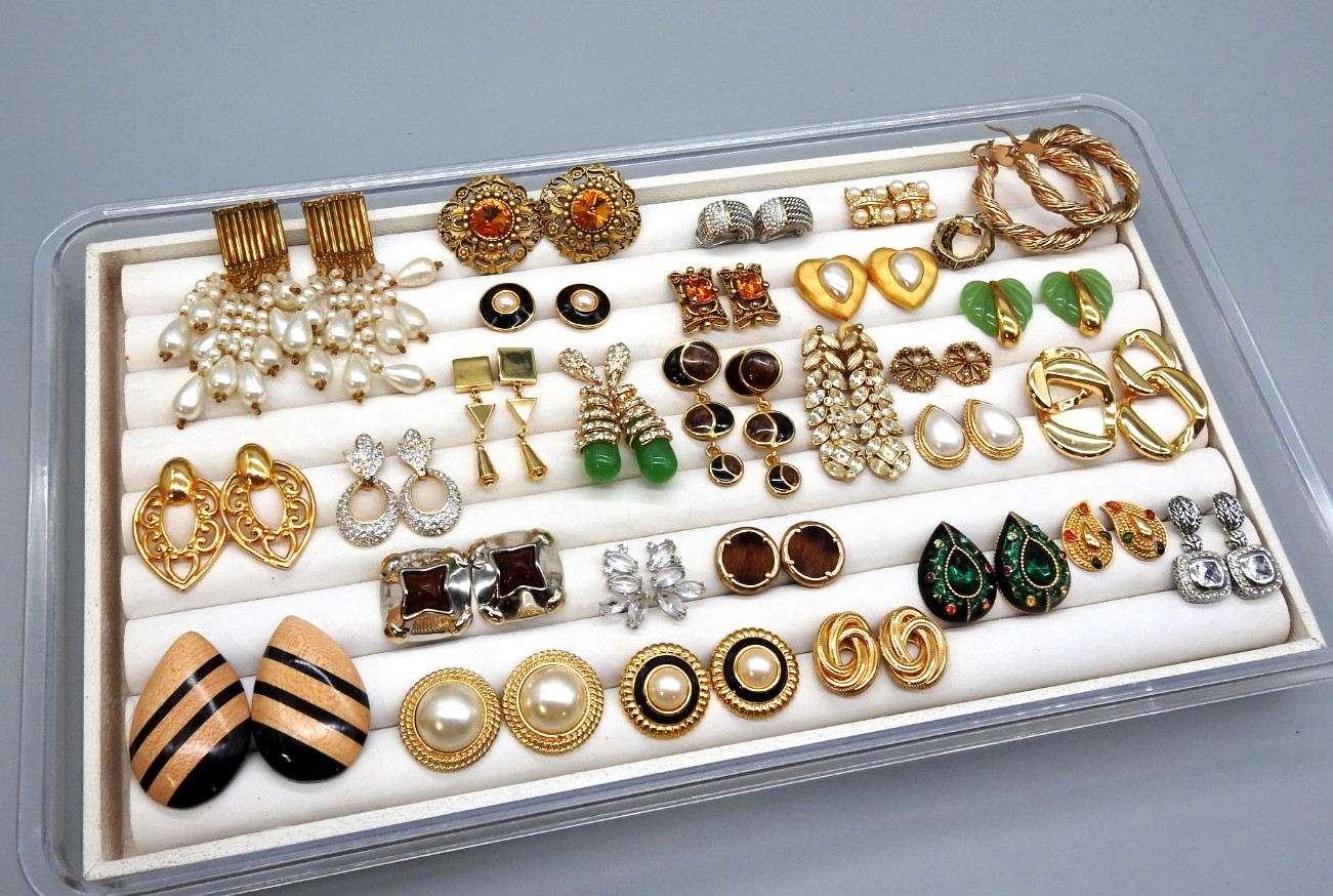 Vintage Now Lot Chunky Statement Earrings Dangle 80’s Costume Enamel Post