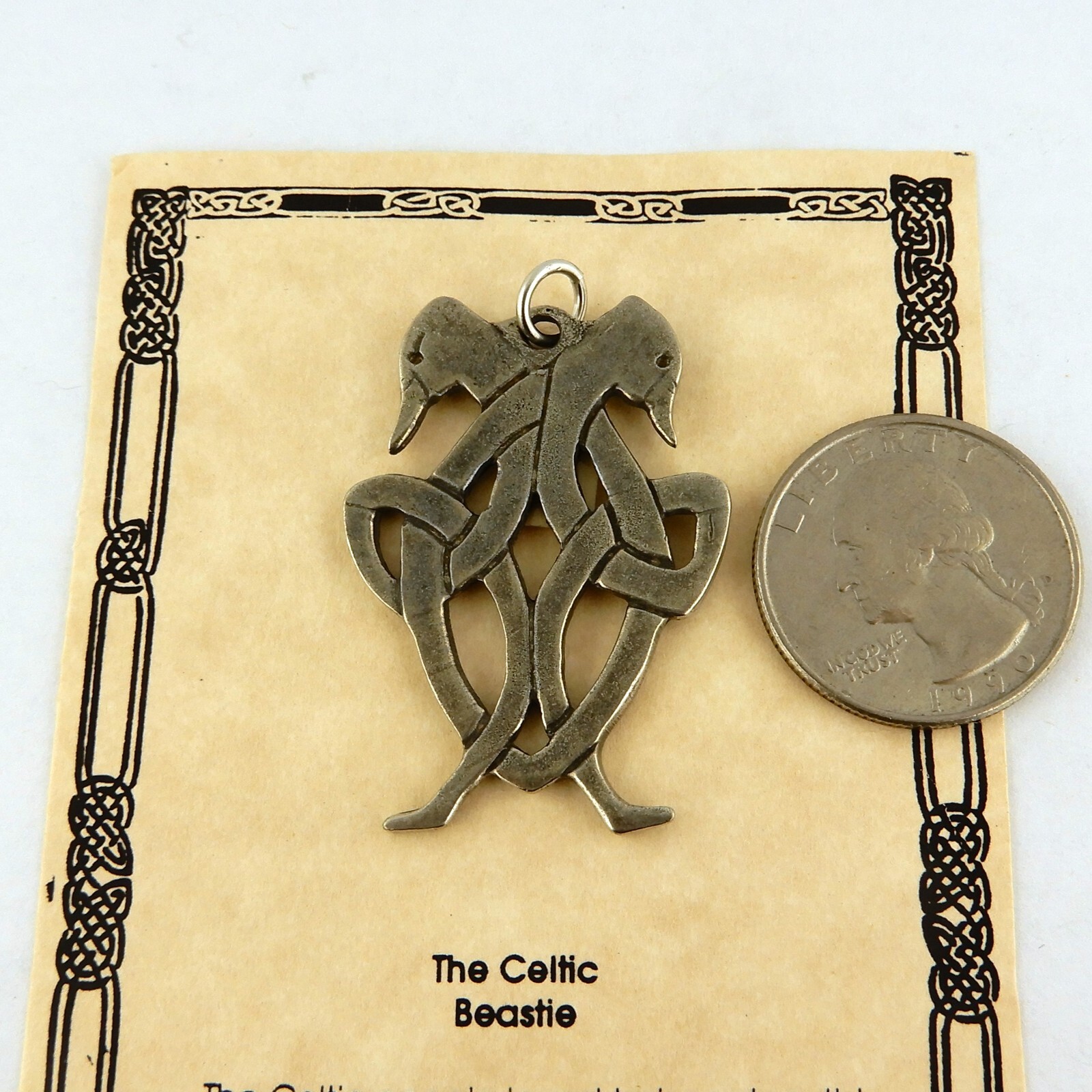 Vintage Celtic Beastie Pendant, your choice Bronze or Pewter