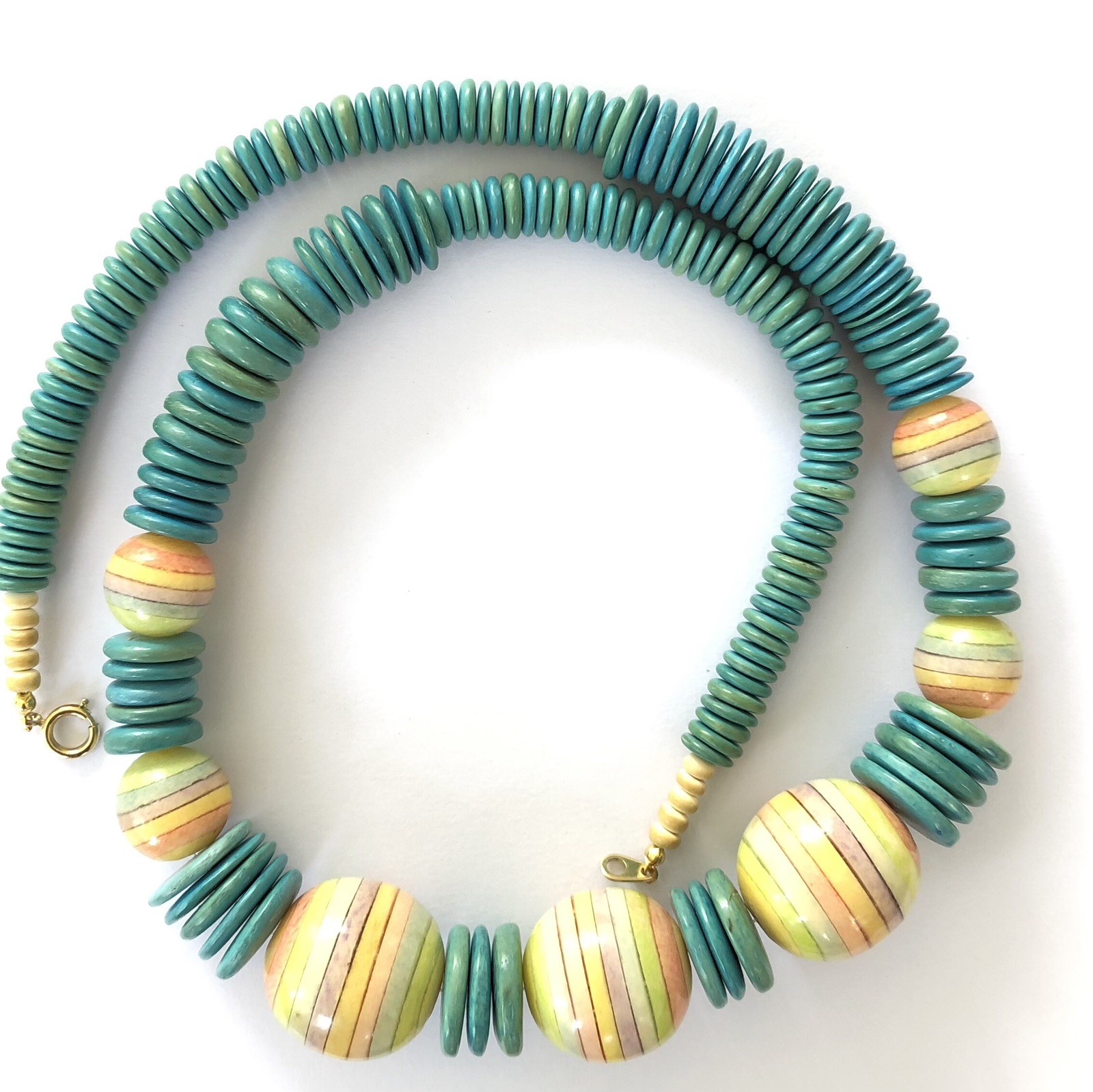 Vintage Chunky Turquoise Blue Stone Bead Necklace