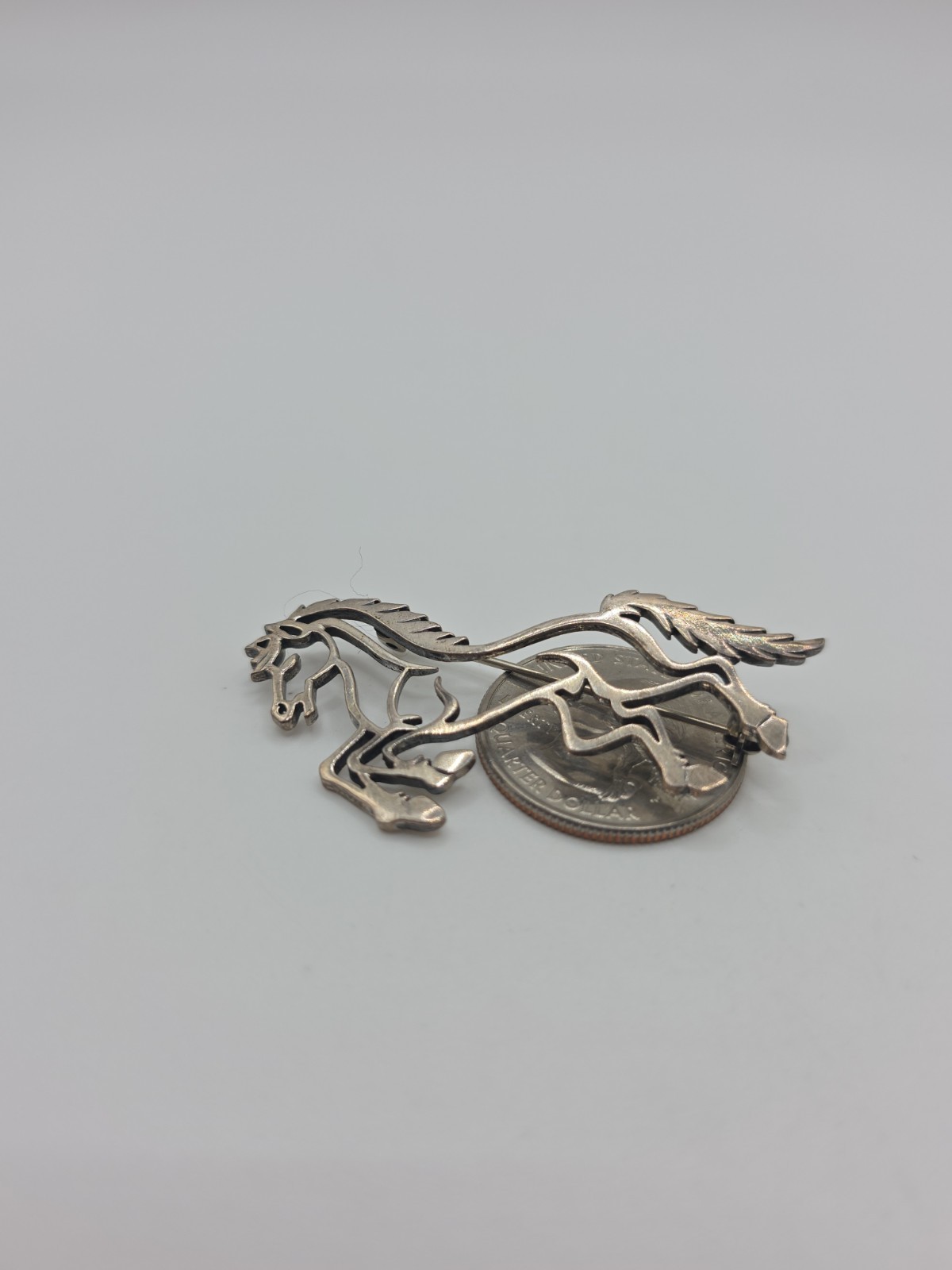 Sterling Silver 925 Running Horse Brooch 6g