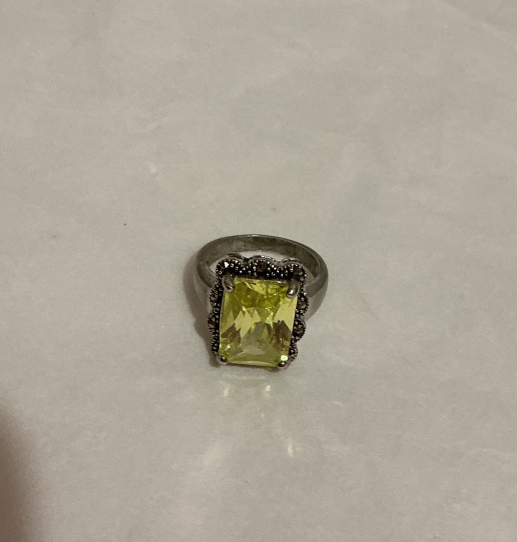 Vintage DBJ 925 Sterling Lemon Quarts Cocktail Ring Size 7