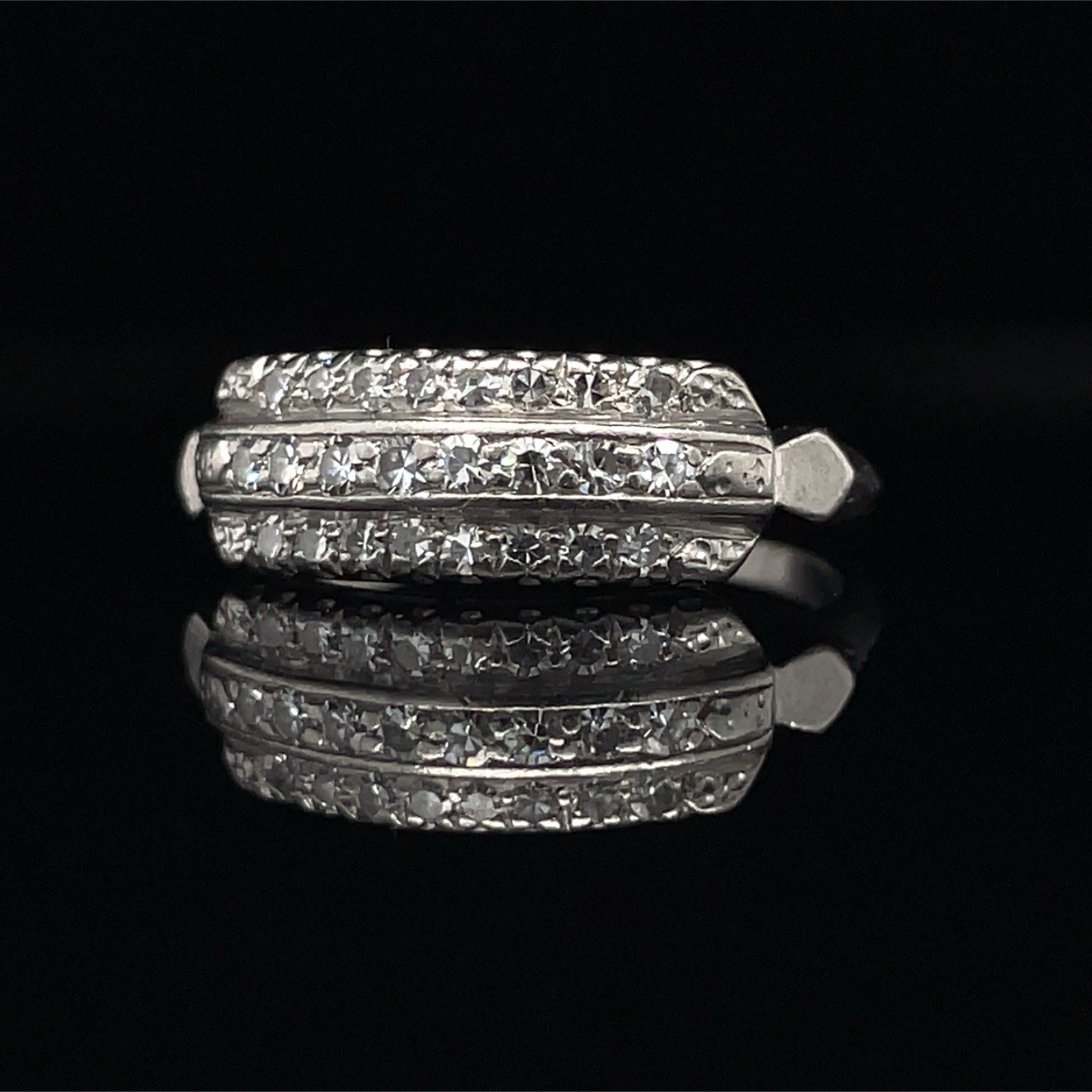Art Deco 0.35 Carat D VVS2 Platinum Diamond Band Ring Size 6