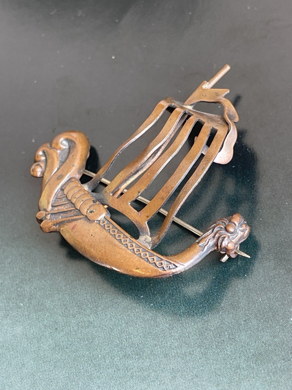 Vintage Sterling Silver Viking Ship Brooch Scandinavian Drakkar Pin
