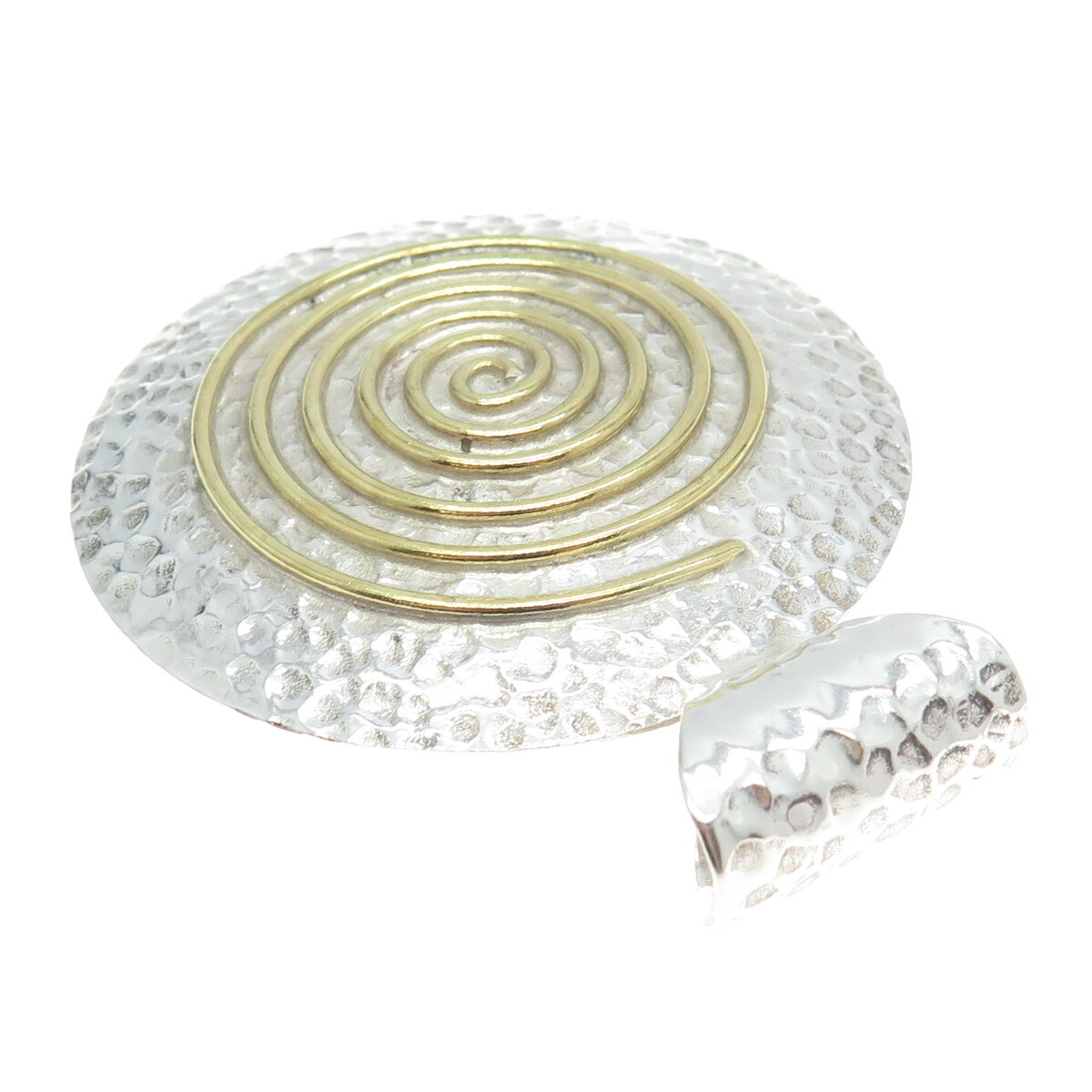 DOMINIQUE DINOUART 925 Sterling Silver 2-Tone Vintage Mexico Spiral Pendant