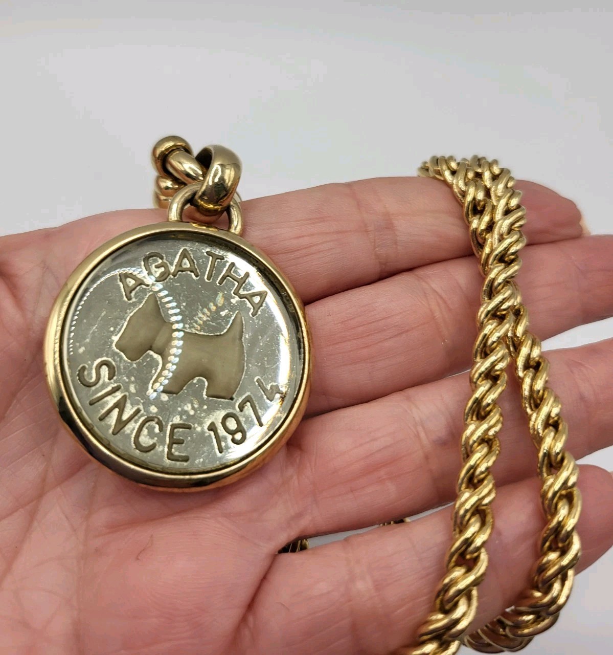 AGATHA PARIS 1974 Heavy Couture Scottie Terrier Dog Pendant Convertible Necklace