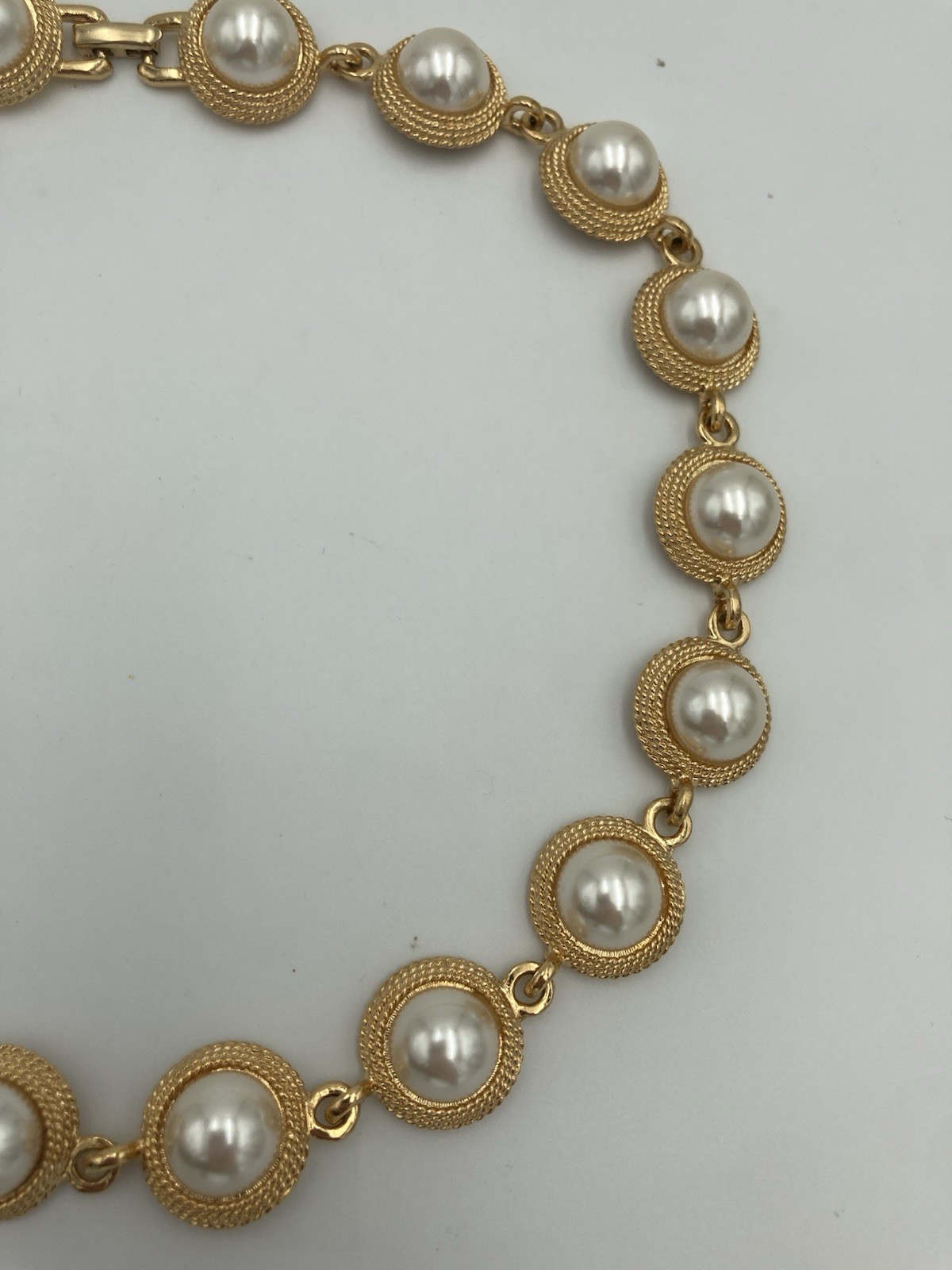 Napier Faux Pearl Goldtone Choker 16.5 In Necklace 80s 90s Chunky Unique Vintage