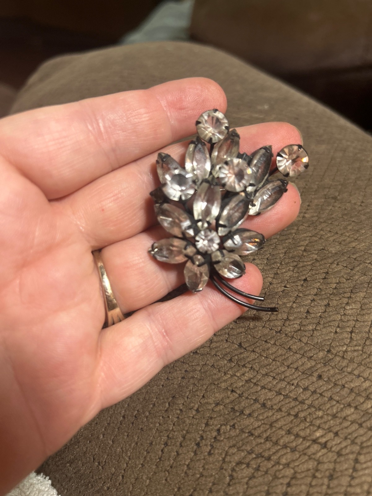 Austrian Stlye black japanned metal brooch