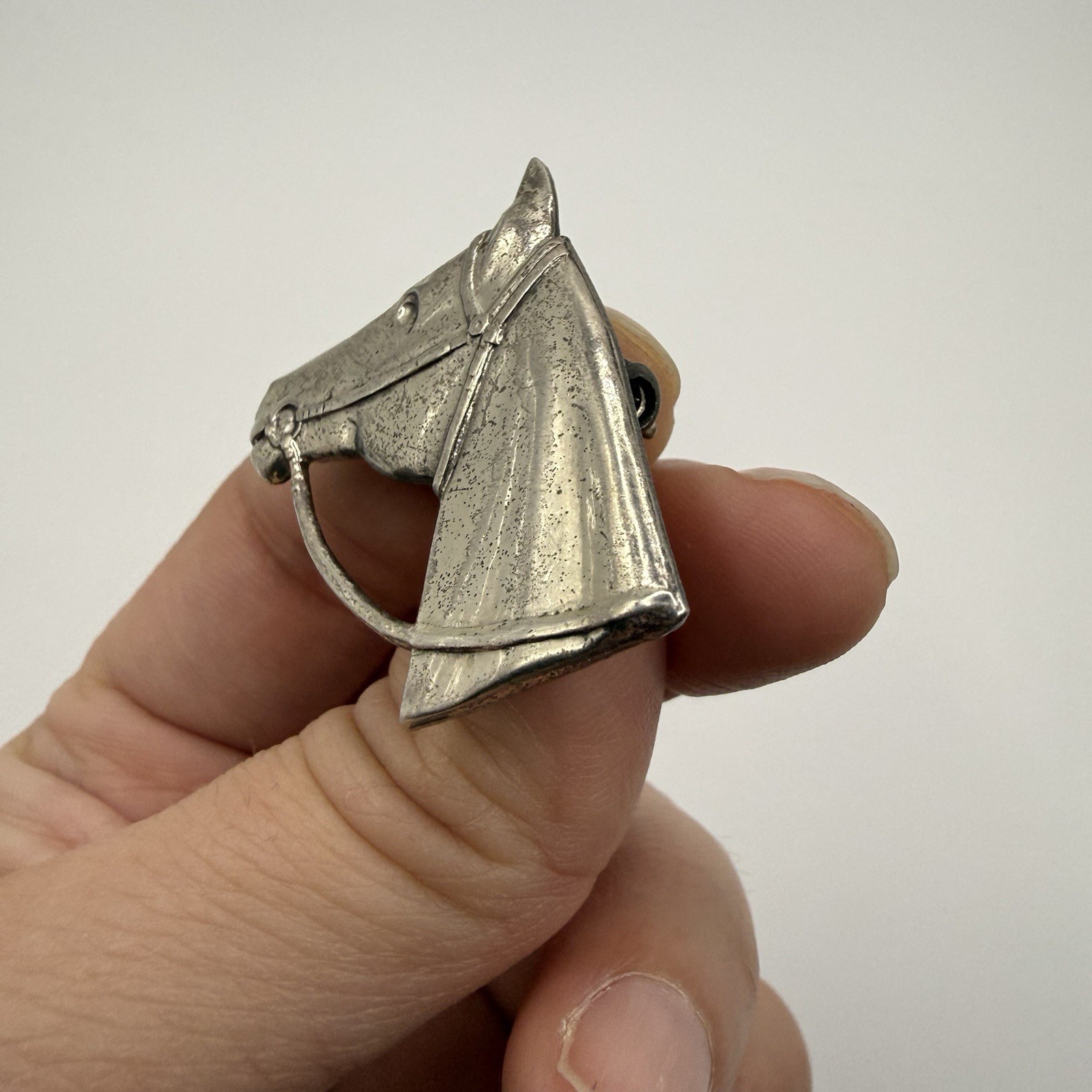 Vintage Lang Sterling Silver 925 Horse Equestrian Brooch Pin 1.25”