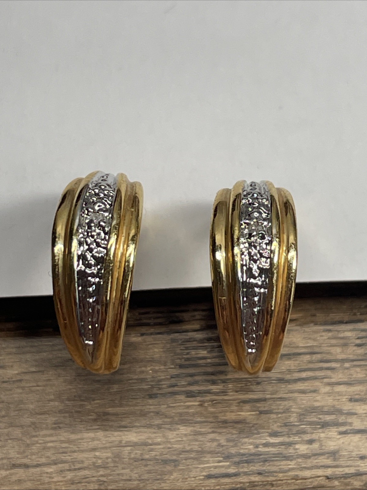 Vintage Two Tone Dangle Drop Hoop Earrings Estate Jewelry Find KG JD
