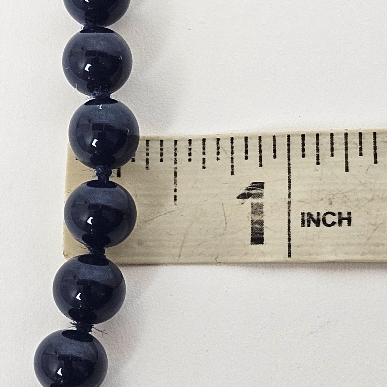 Vintage Monet Necklace Navy Blue Dainty Glass Bead Choker Hand Knot Signed 16.5″