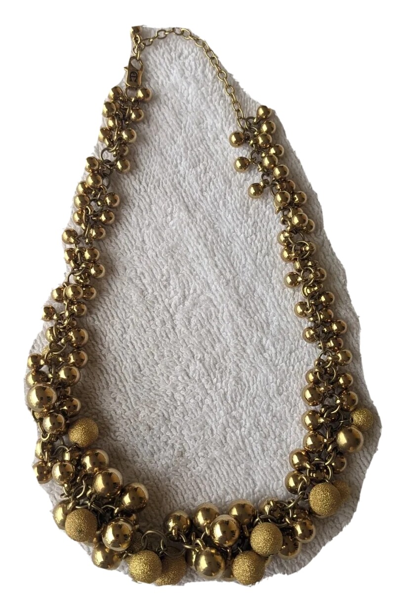 Aigner Necklace Gold Colored Metal Multiple Beads Balls aug22