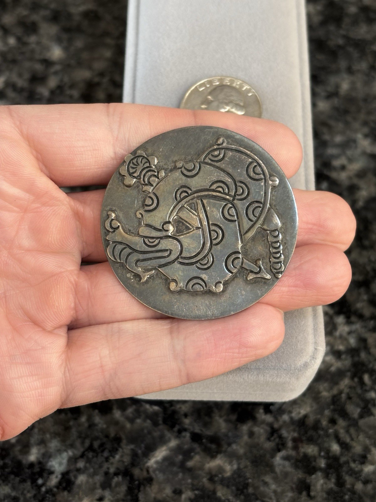 Vintage William Spratling 980 Sterling Silver Quetzalcoatl Dragon Brooch Mexico