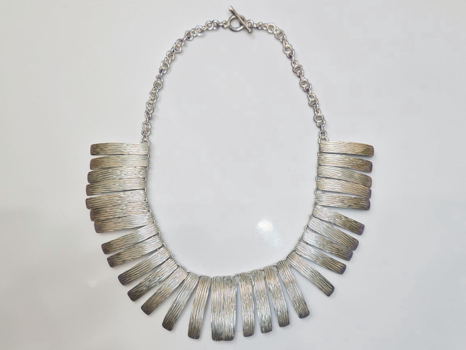 Dominique Dinouart DDD Mexico 925 Silver Textured Fringe Cleopatra Necklace 70g