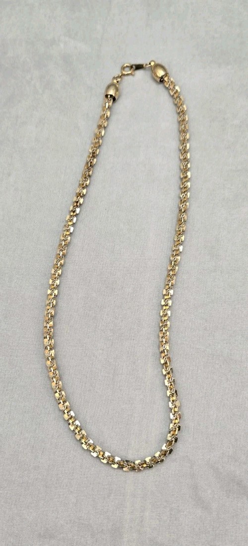 Mix Metal Multi Tone Twist Chain Linked Vintage 16.5 in Choker Necklace