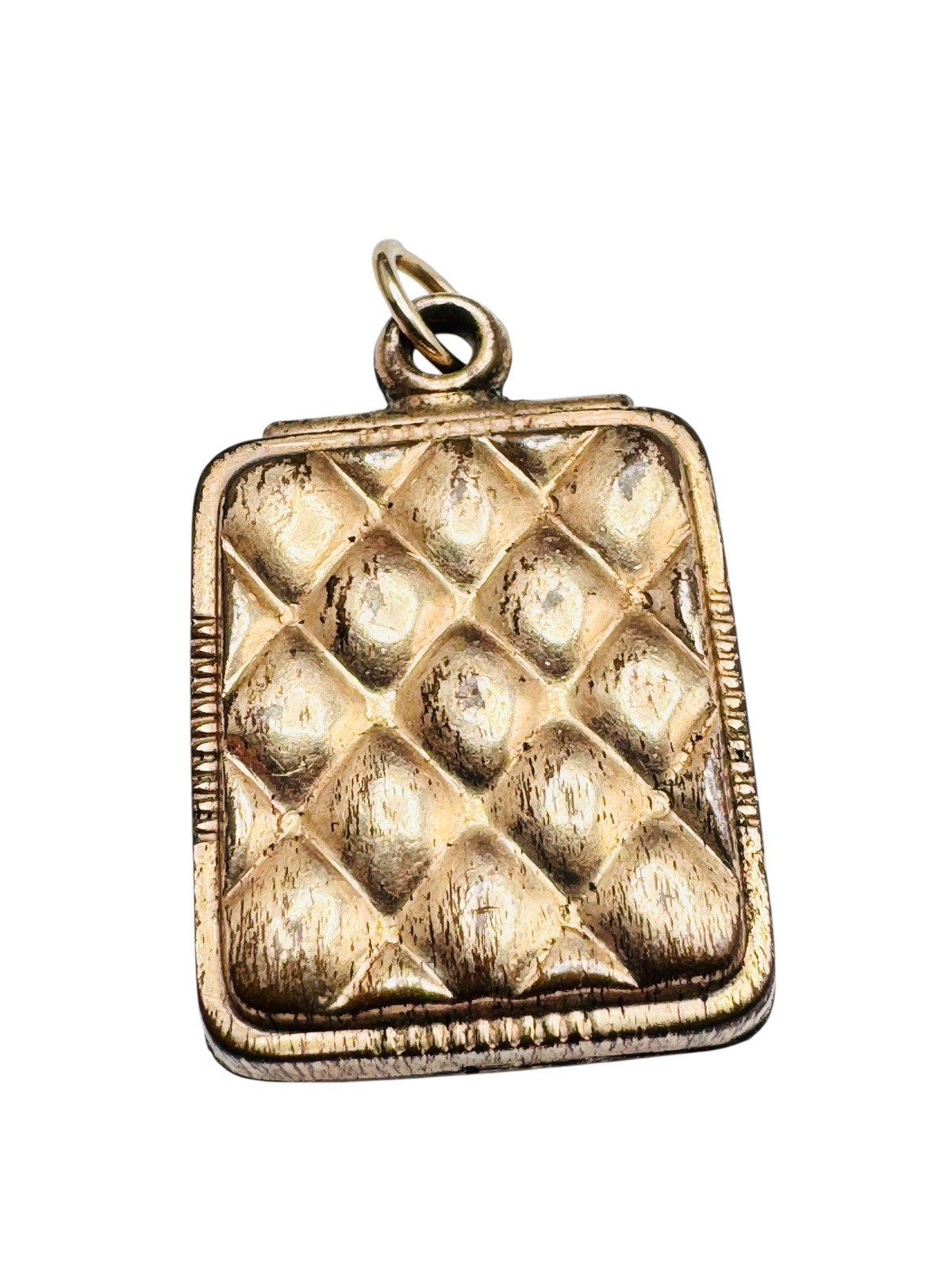 Antique Gold filled Green Red Paste Puffy Pendant