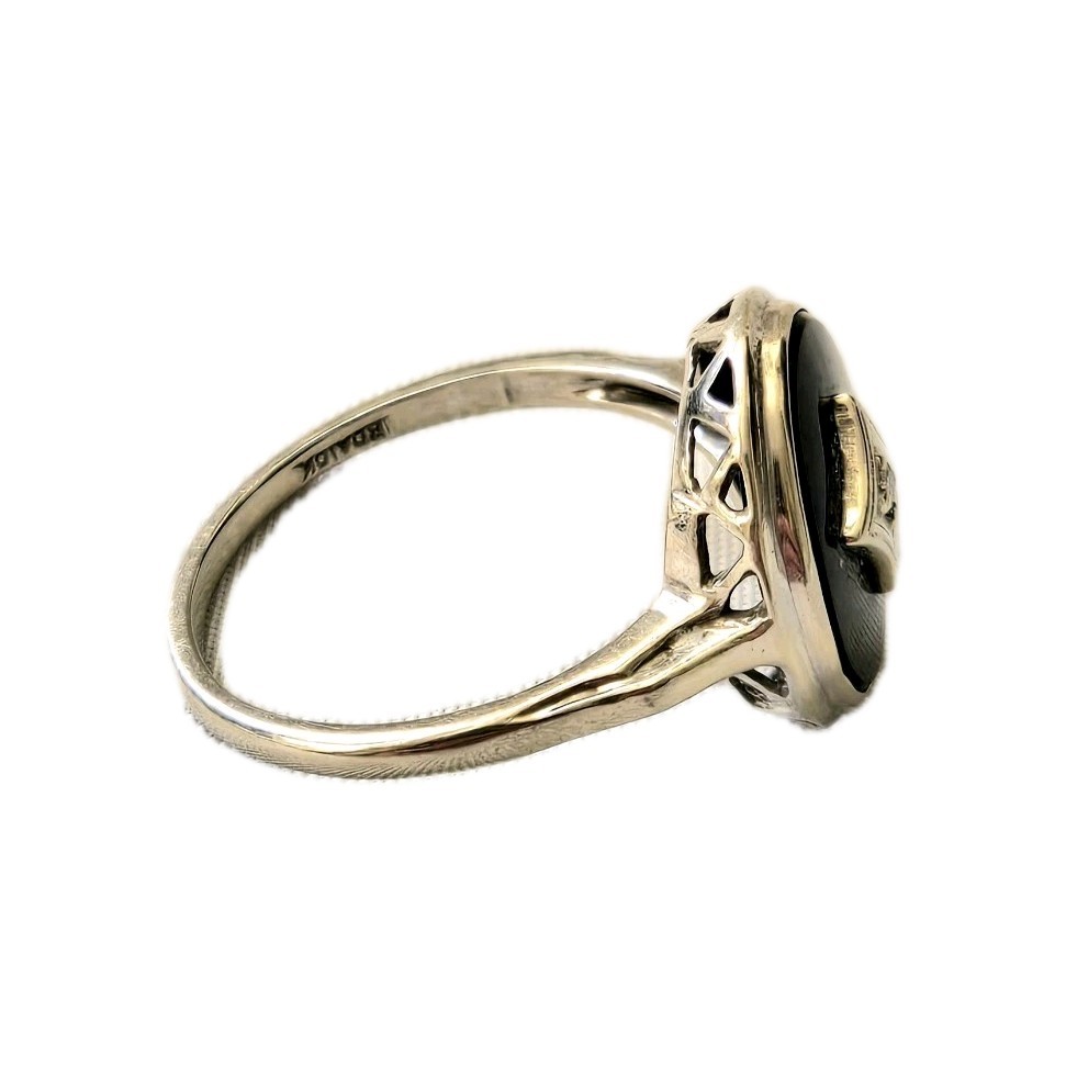 Vintage BDA 10k White Onyx Diamond Ring Sz 5.75 – 2.11 Grams
