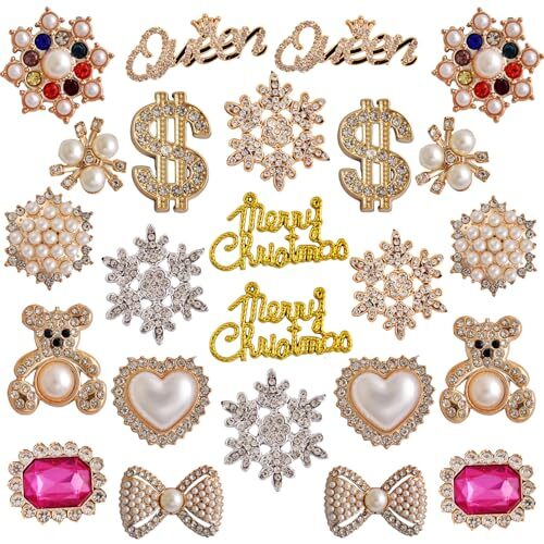 Christmas Charms for Socks 24pcs Rhinestone Brooch Pins Brooches and Pins for