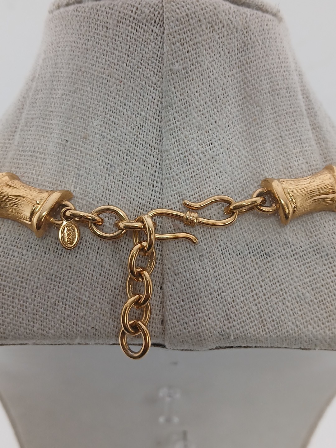MONET 1980s Gold Plated Bamboo Chain Link Chocker Necklace