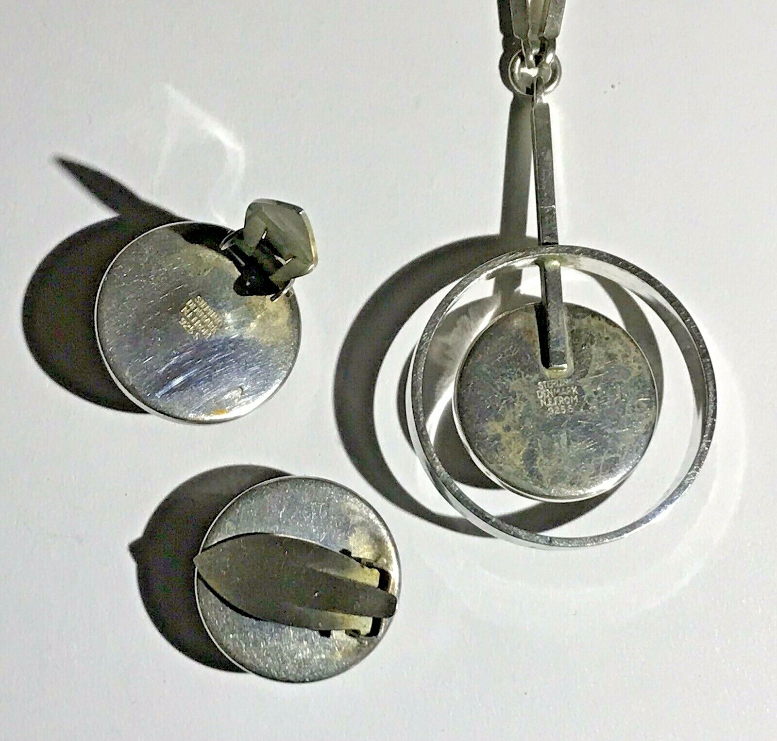 NILS ERIK FROM N.E. STERLING SILVER AMBER SET NECKLACE BRACELET EARRINGS DENMARK