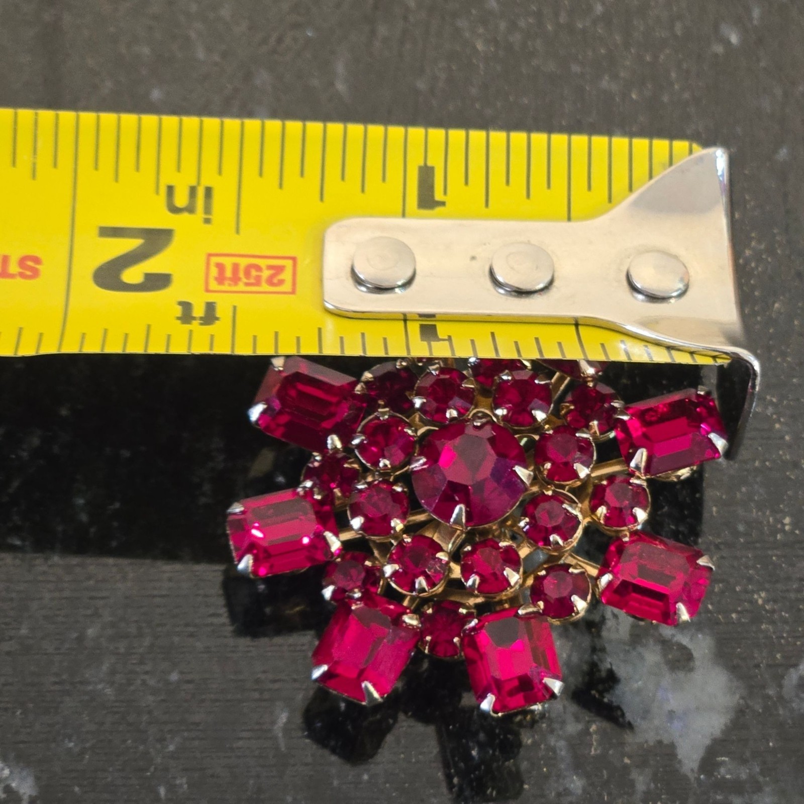 Vintage CZECH Garnet Glass Brooch Sparkling Bohemian rhinestones red Jewelry